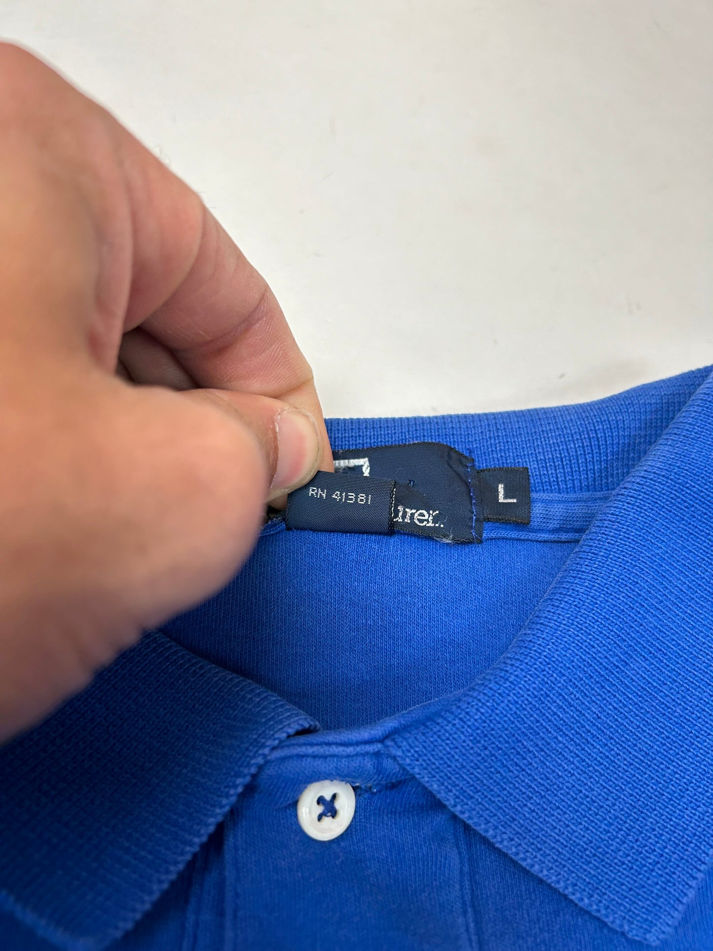 Vintage Polo Ralph Lauren Horse Chest Embroidered Polo Shirt Large 24.5x28.25/30.25 Inches Made In USA Royal Blue