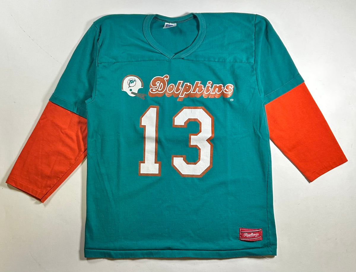 Vintage 1980s Rawlings Miami Dolphins Dan Marino #13 jersey-style t-shirt M/L 20.25x27.75 Inches