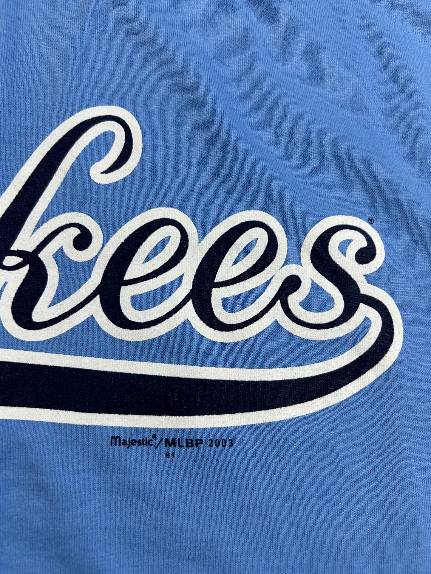 Brand New Vintage 2003 Majestic New York Yankees Script MLB Ringer Tee 2XL 24.5x32.5 Inches