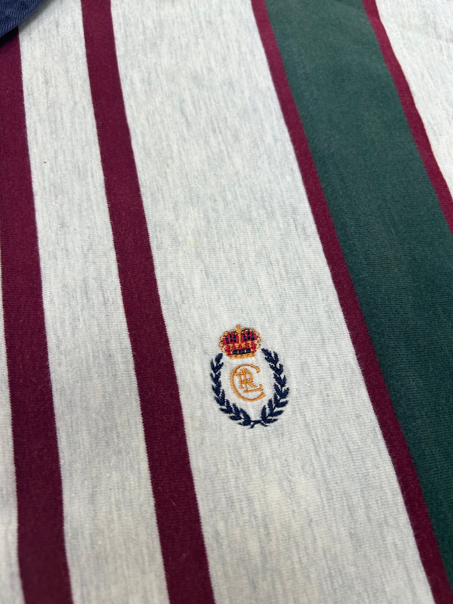 Vintage Chaps Ralph Lauren Rugby Shirt Mens XL Striped Green Red Polo 90s Skate