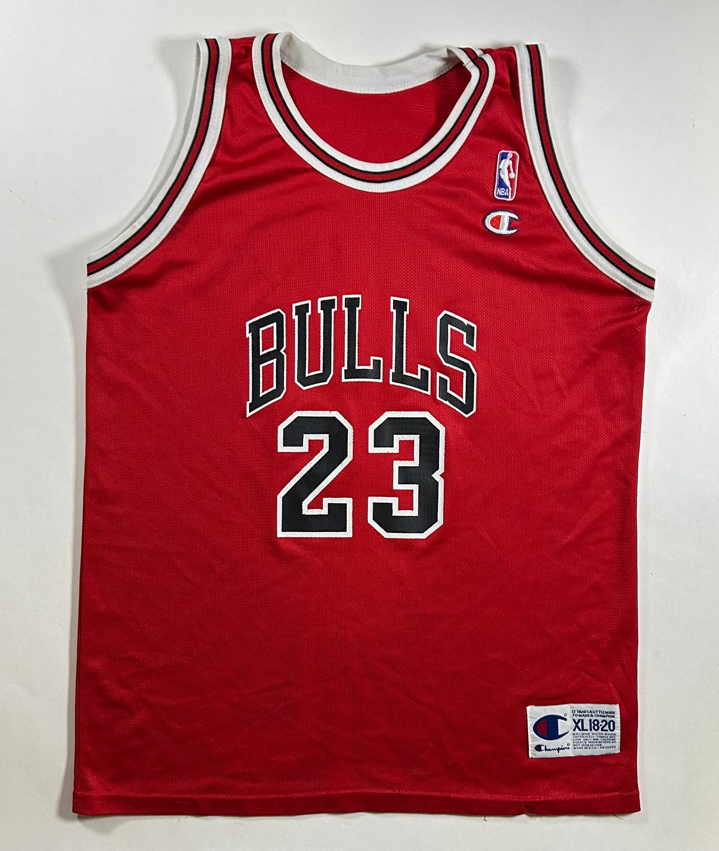 Vintage 90s Champion Chicago Bulls Michael Jordan #23 Red Jersey Youth XL Can Fit Adult Small 20.25x27.75 Inches Made In USA