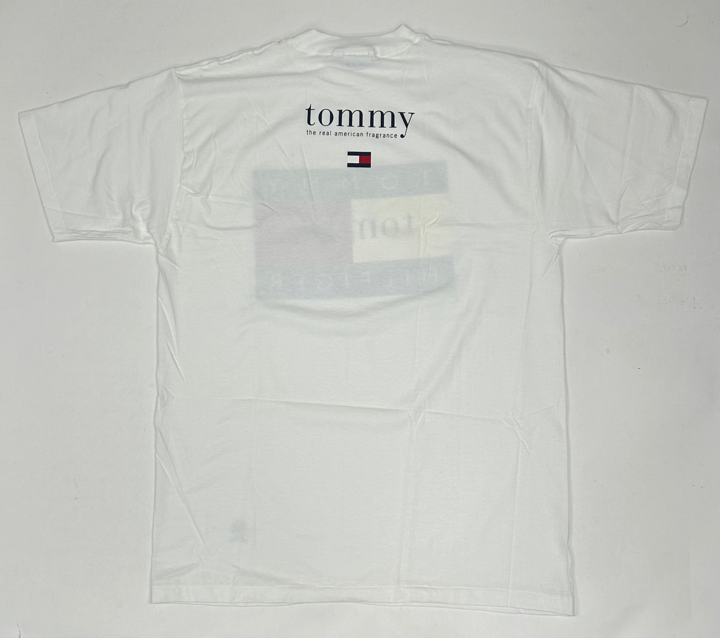 Vintage Tommy Hilfiger The Real American Fragrance Big Flag Tee Made in USA XL