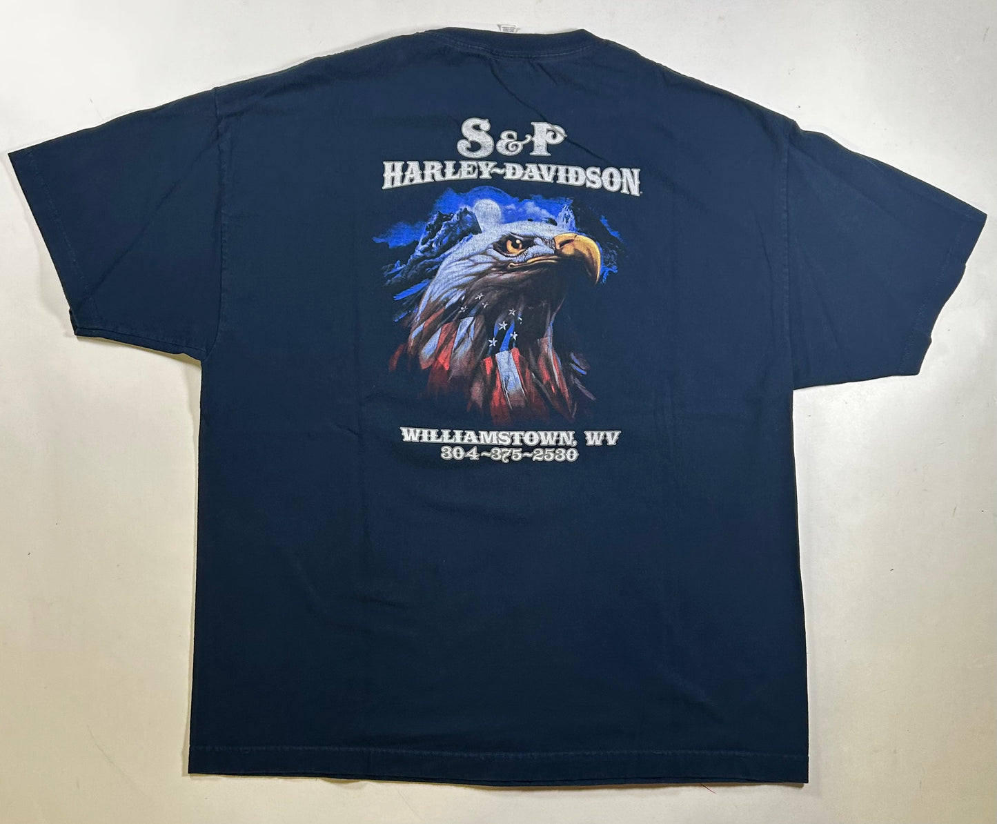 2018 Harley Davidson Motorcycles American Eagle Graphic S&P Williamstown, WV Dealer Tee 2XL 25.75x31.75 Inches Navy