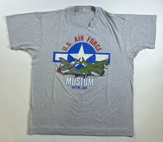 Vintage U.S. Air Force Museum Dayton, Ohio Tee V-Neck Cut Large Fit 21.75x27.25 Inches