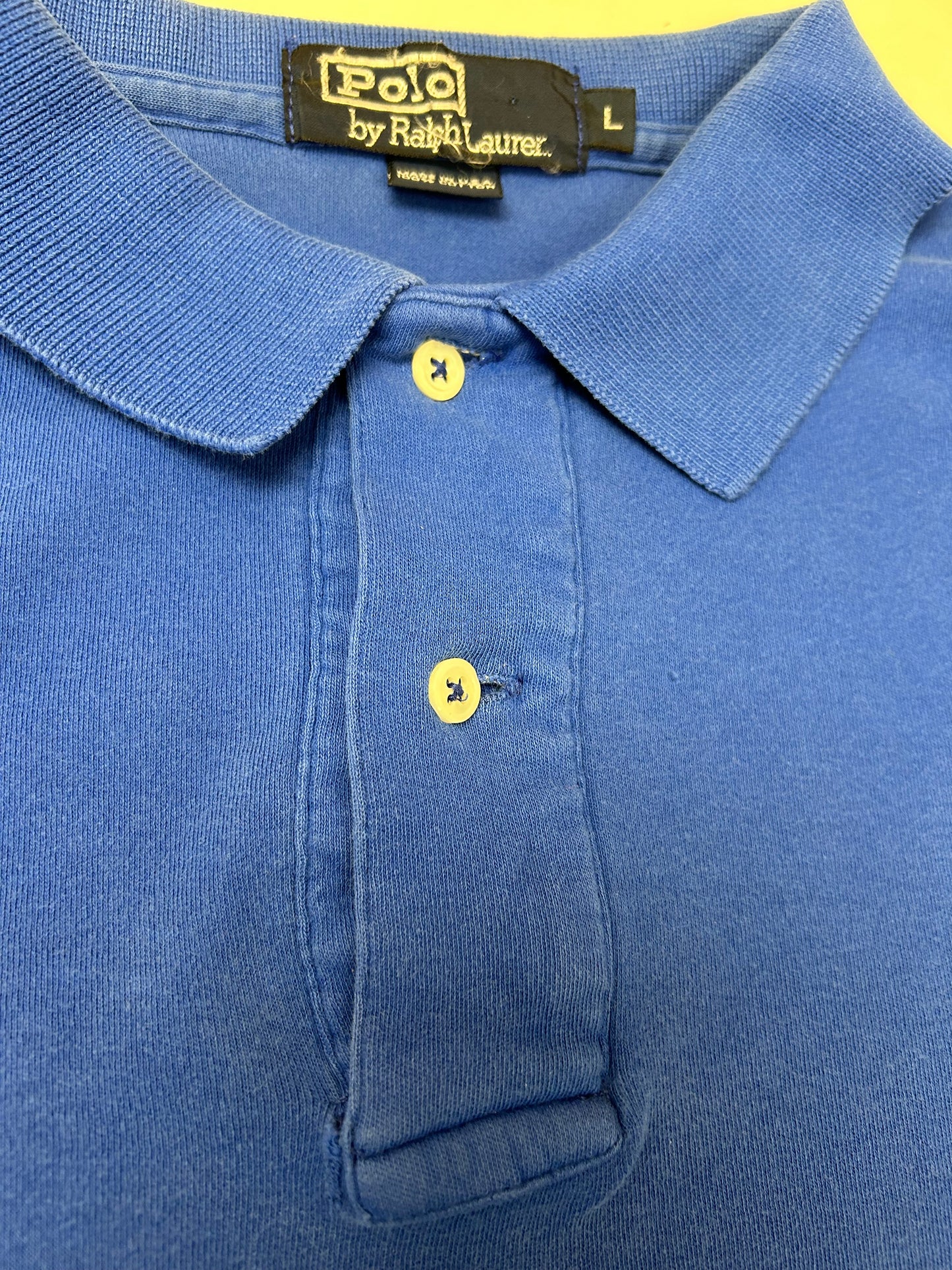 Vintage Polo Ralph Lauren Horse Chest Embroidered Polo Shirt Large 24.5x28.25/30.25 Inches Made In USA Royal Blue