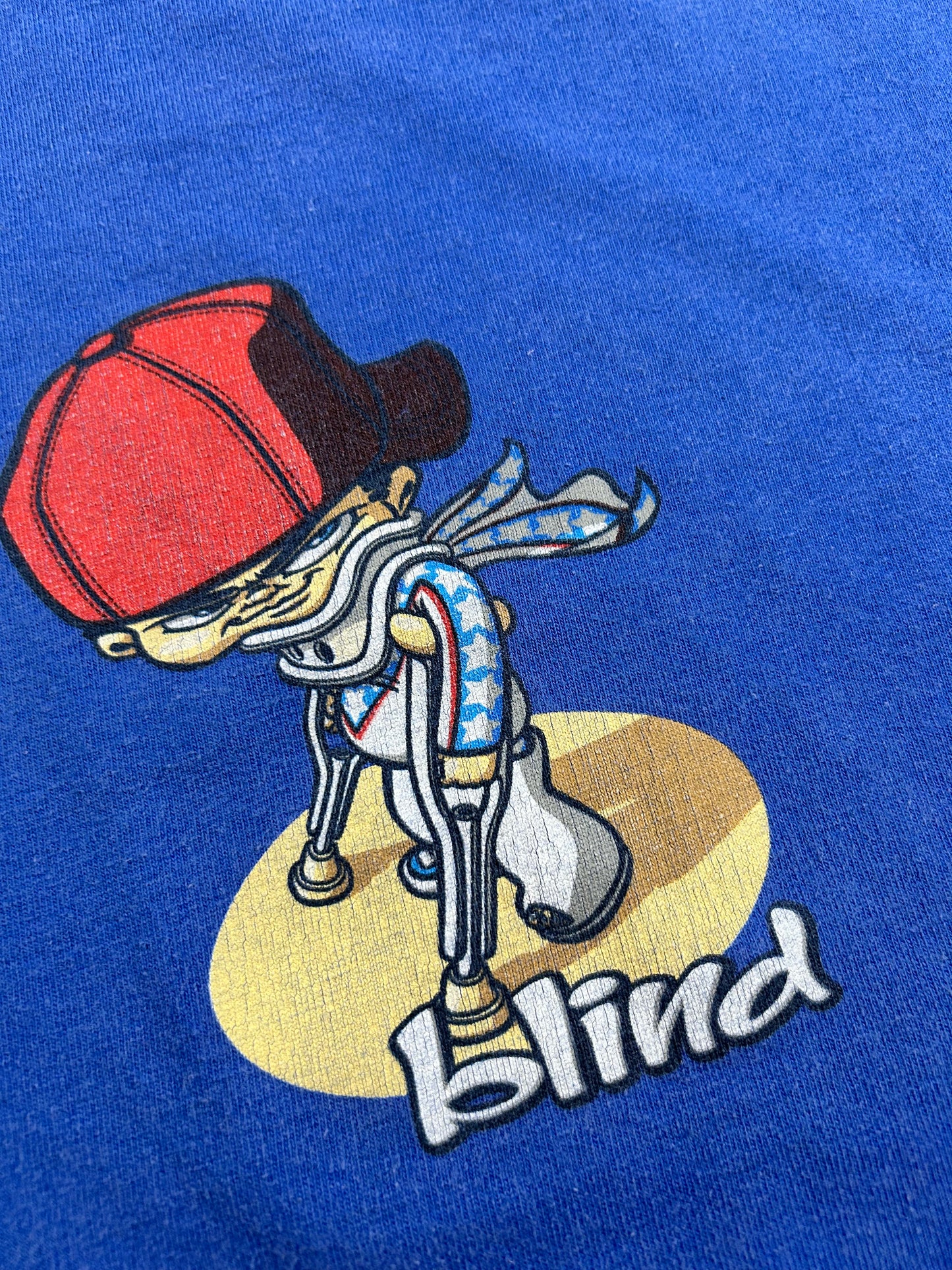 Vintage Blind Skateboards Josh Kasper Stunt Man Graphic Skate Tee Large Made In USA 2001