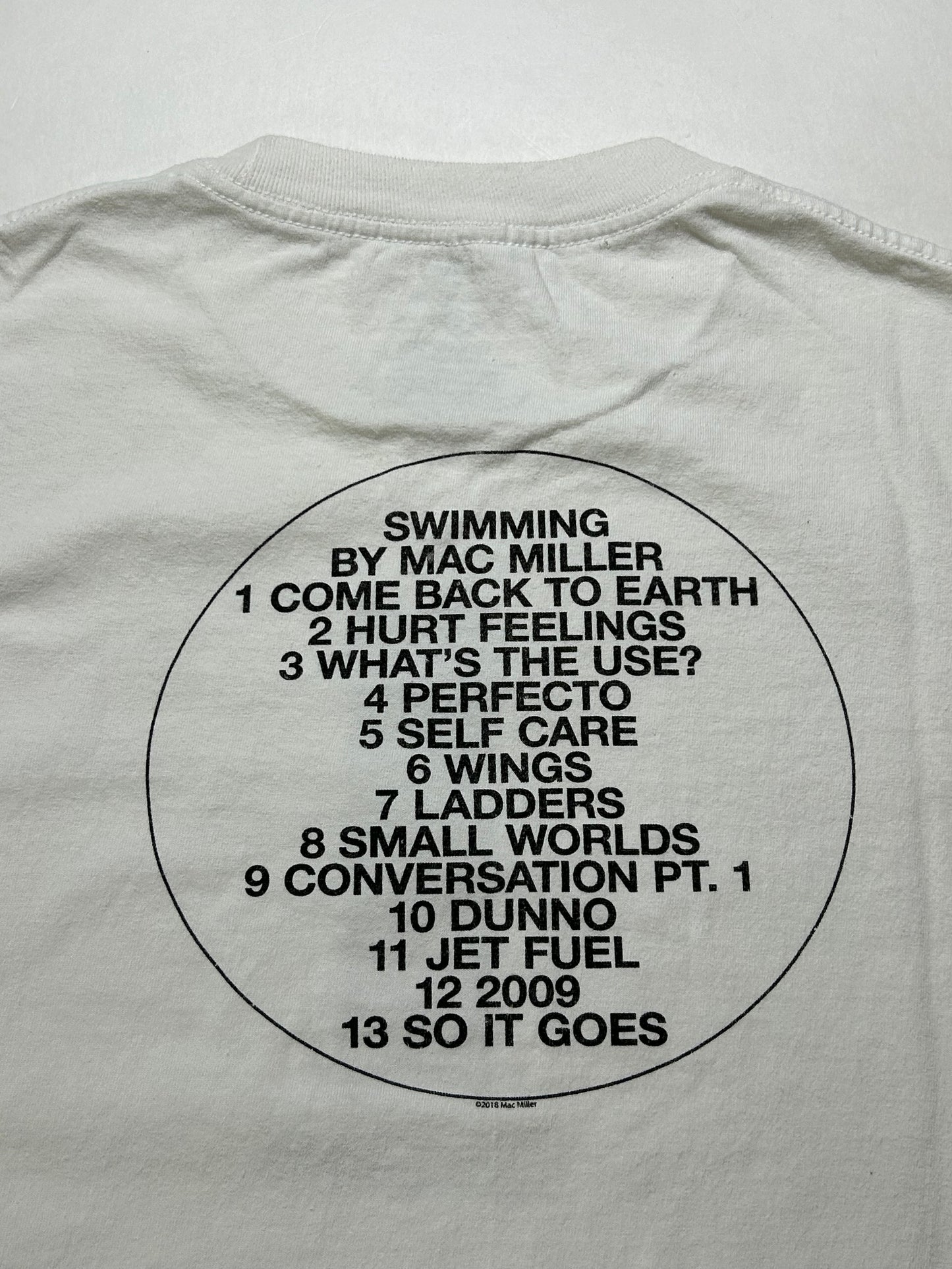 2018 Mac Miller Swimming Album Promo Tee Large 21.25x28.5 Inches White