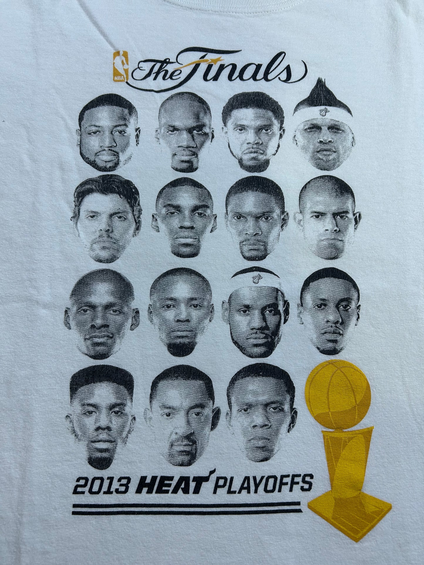 Miami Heat The Finals 2013 NBA Playoffs Players Face T-Shirt XL 23.75x27.5 Inches Anvil As Is