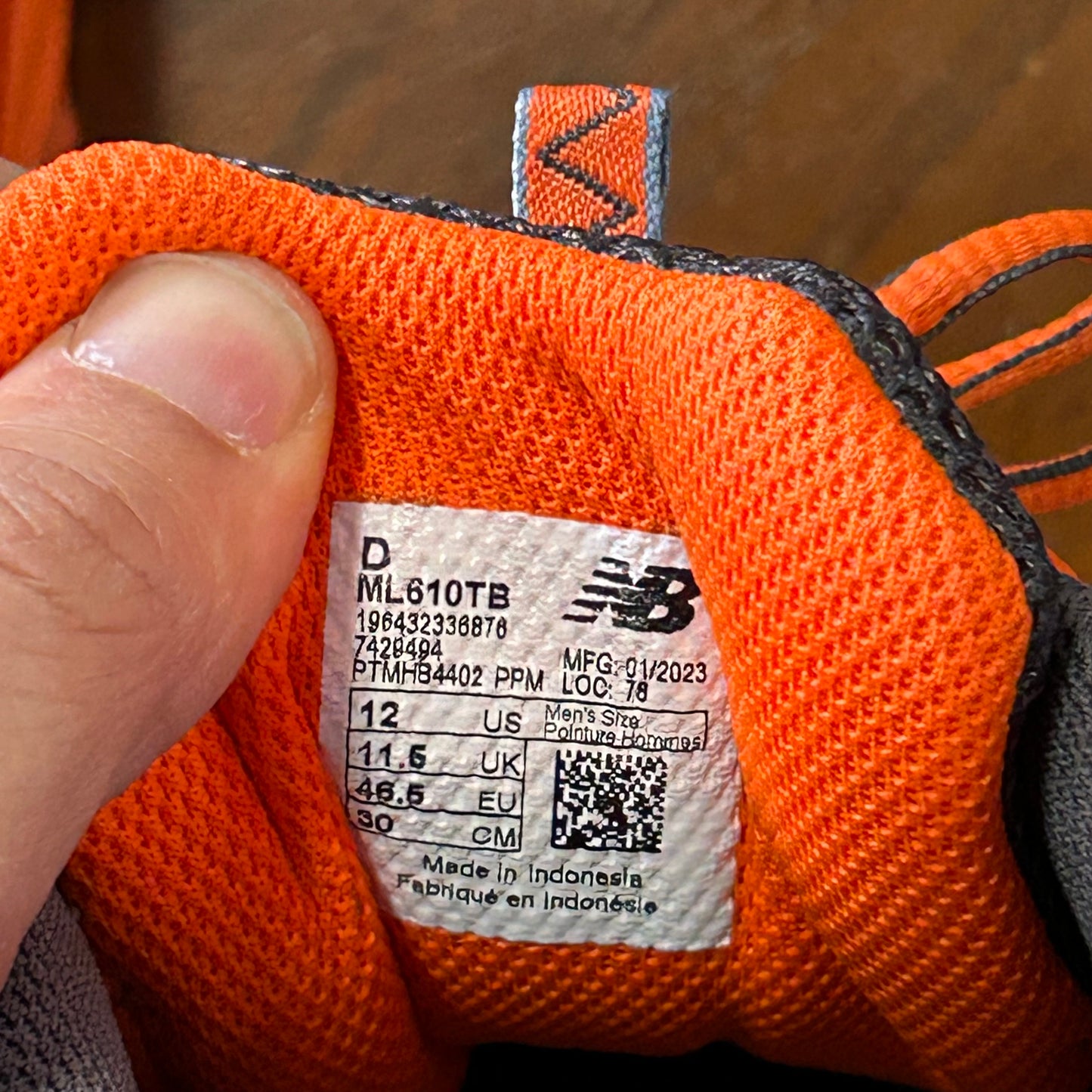 New Balance 610 v1 Running Poppy ML610TB Orange Grey Men's Size 12 As Is No Box