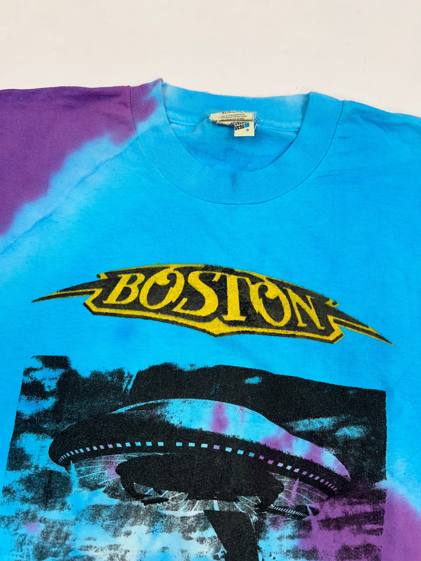 Vintage 1997 Boston World Tour Band Music Tie-Dye Parking Lot Tee XL 23.5x29.75 Inches