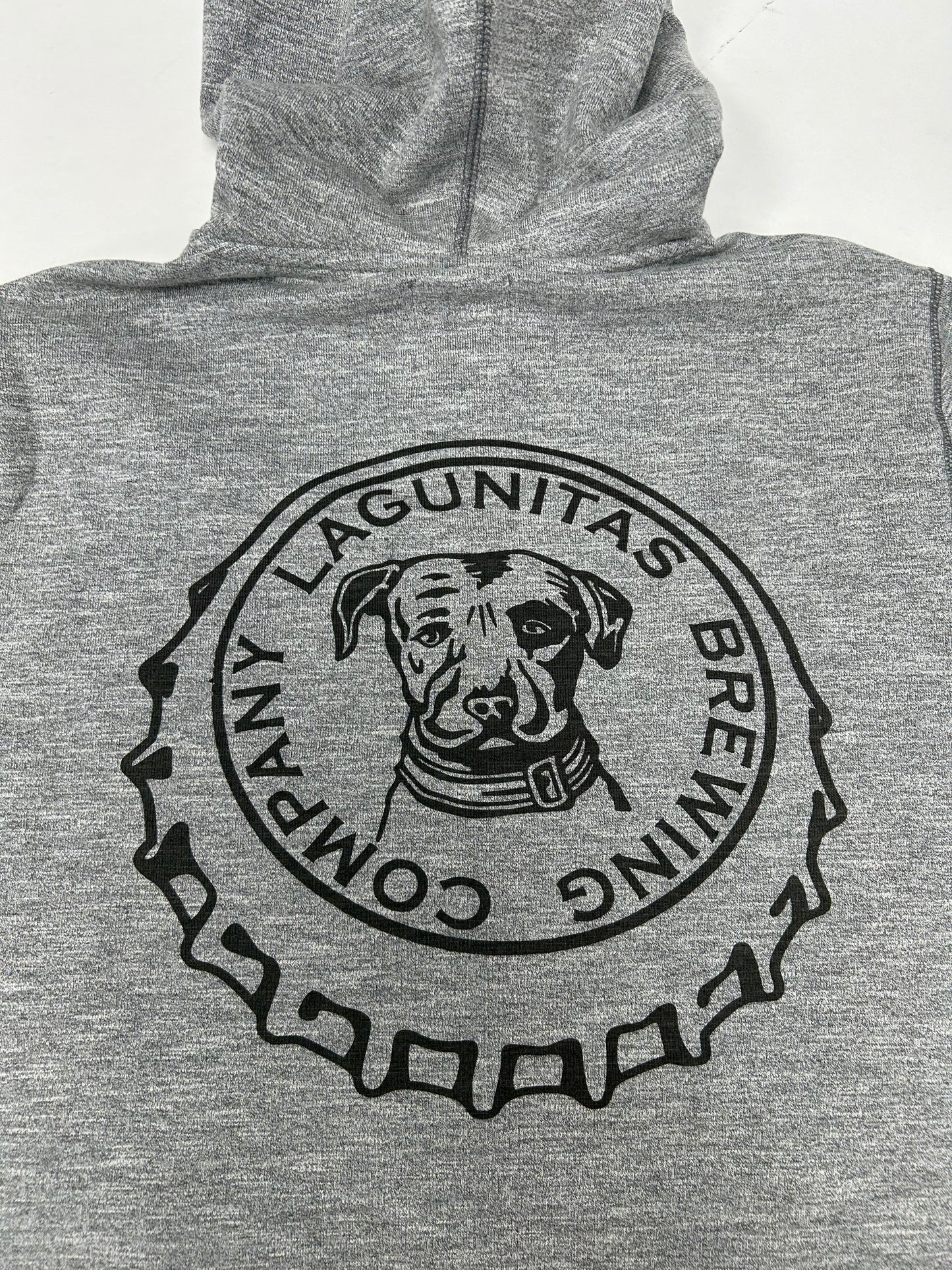 Lagunitas Brewing Company Zip Up Sweatshirt Hoodie Grey Dog Logo Medium Clean