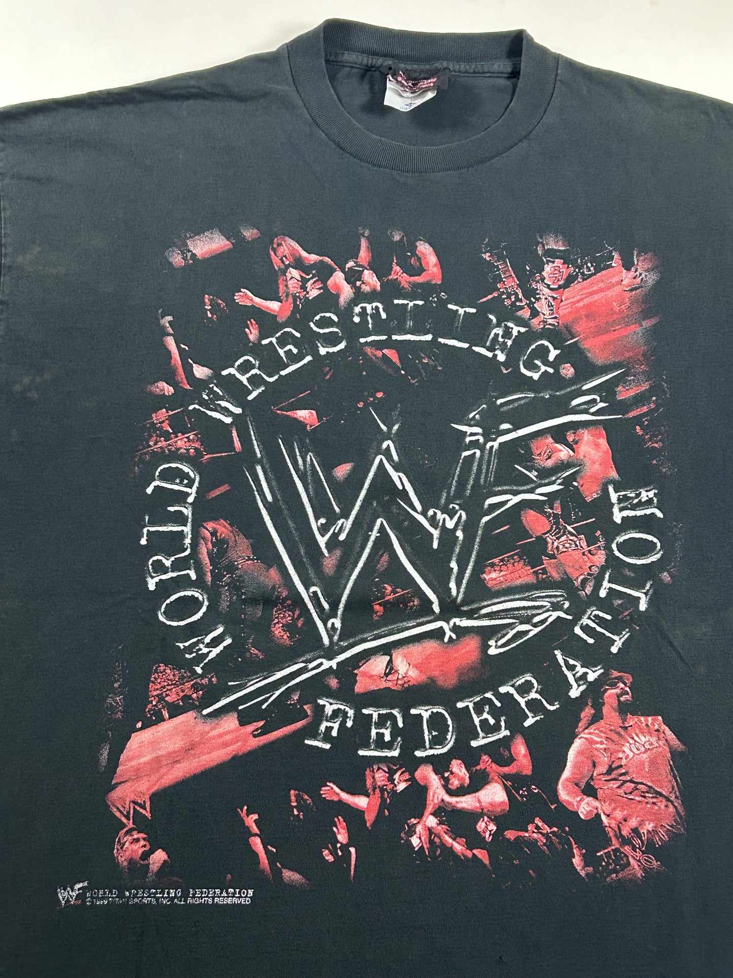 Vintage 90s WWF Wrestling World Wrestling Federation Wrestlers Tee 3XL 27.5x32 Inches Well Worn & Faded As Is