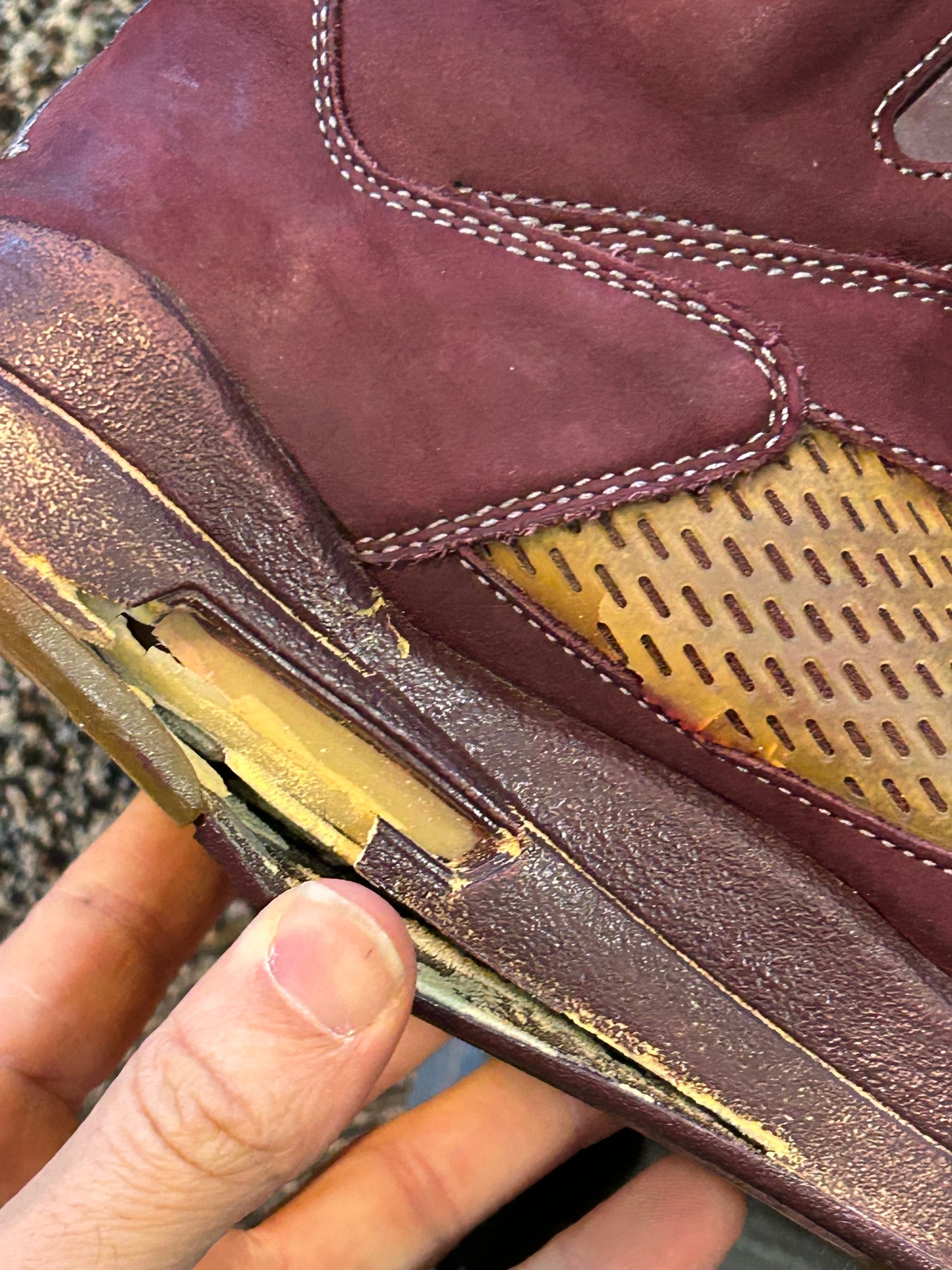 Air Jordan 5 Retro LS Burgundy Size 10 2006 Need Sole Swapping As Is Rep Box