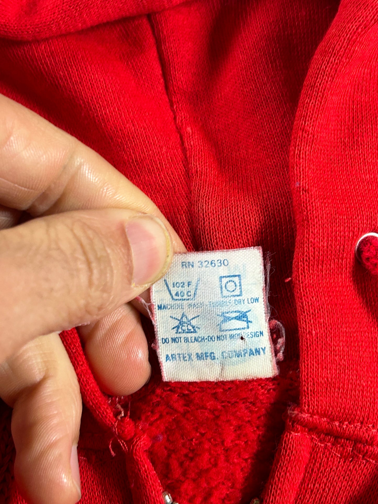 Vintage 80s Artex Stanford University Zip Up Hoodie Sweatshirt Made in USA 21x23 Inches