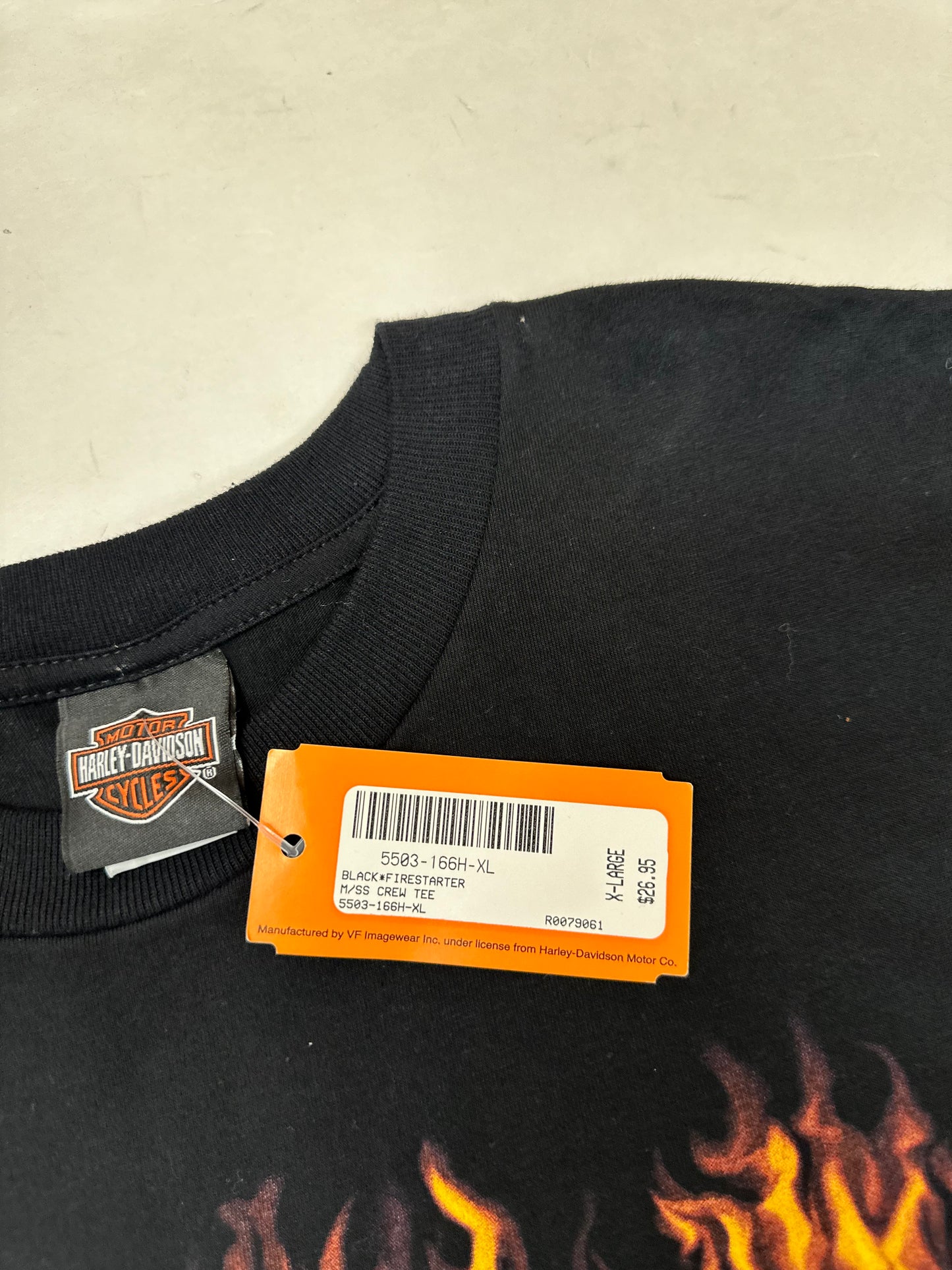 2006-2007 Harley Davidson Motorcycles Fire Starter Bruce Rossmeyer’s Boca Raton Florida Dealer Tee XL 23.5x33 Inches DS Brand New Old Stock