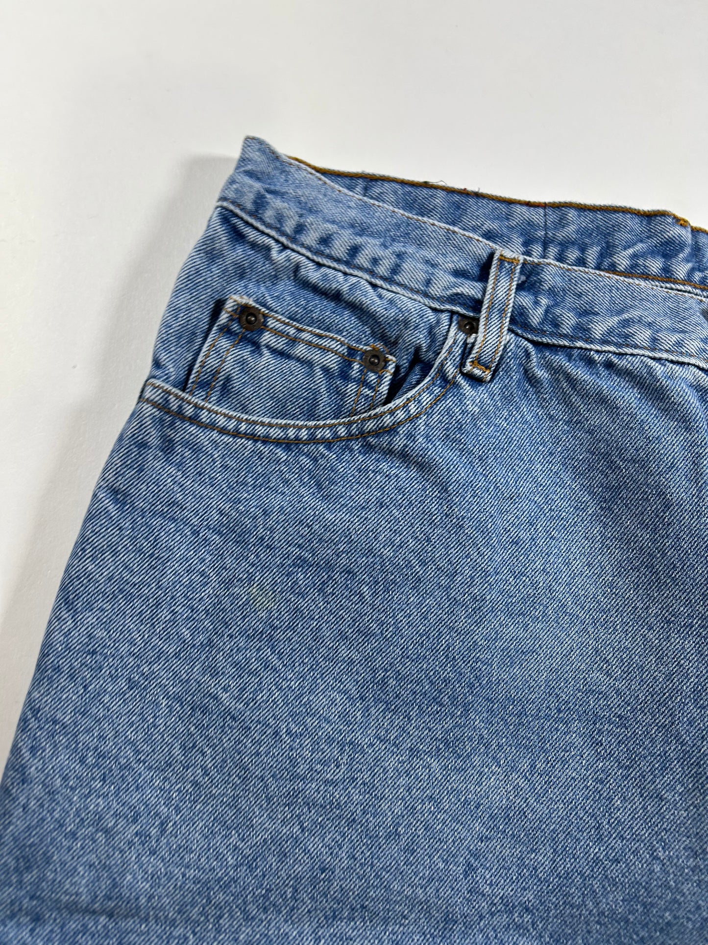 Vintage Two Pepper Mens Denim Jorts Blue Medium Wash 100% Cotton 36 18x20.5 Inches