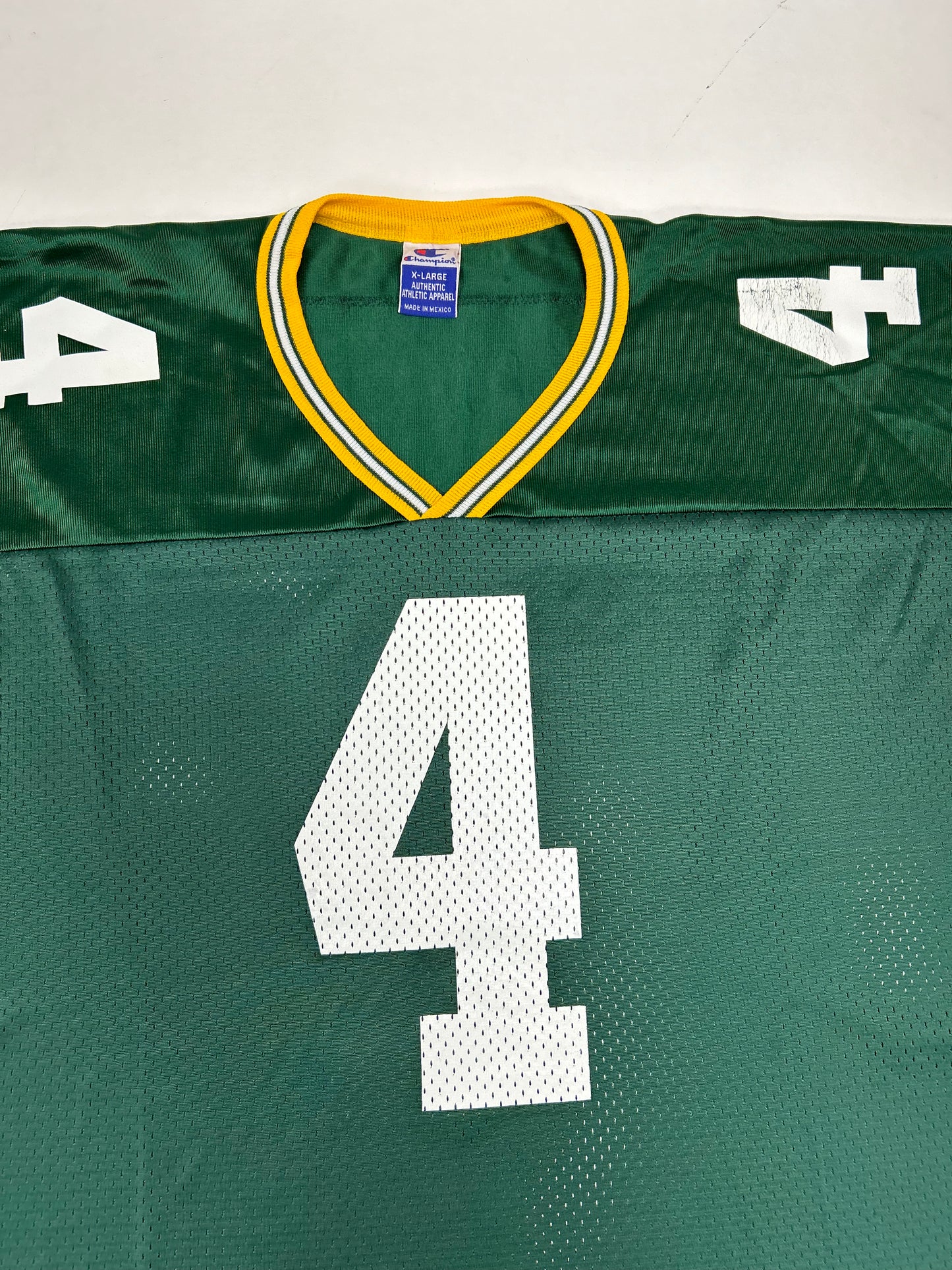 Vintage Champion Brett Favre #4 Green Bay Packers NFL Football Jersey Green 48 XL 27.75x32.5 Inches