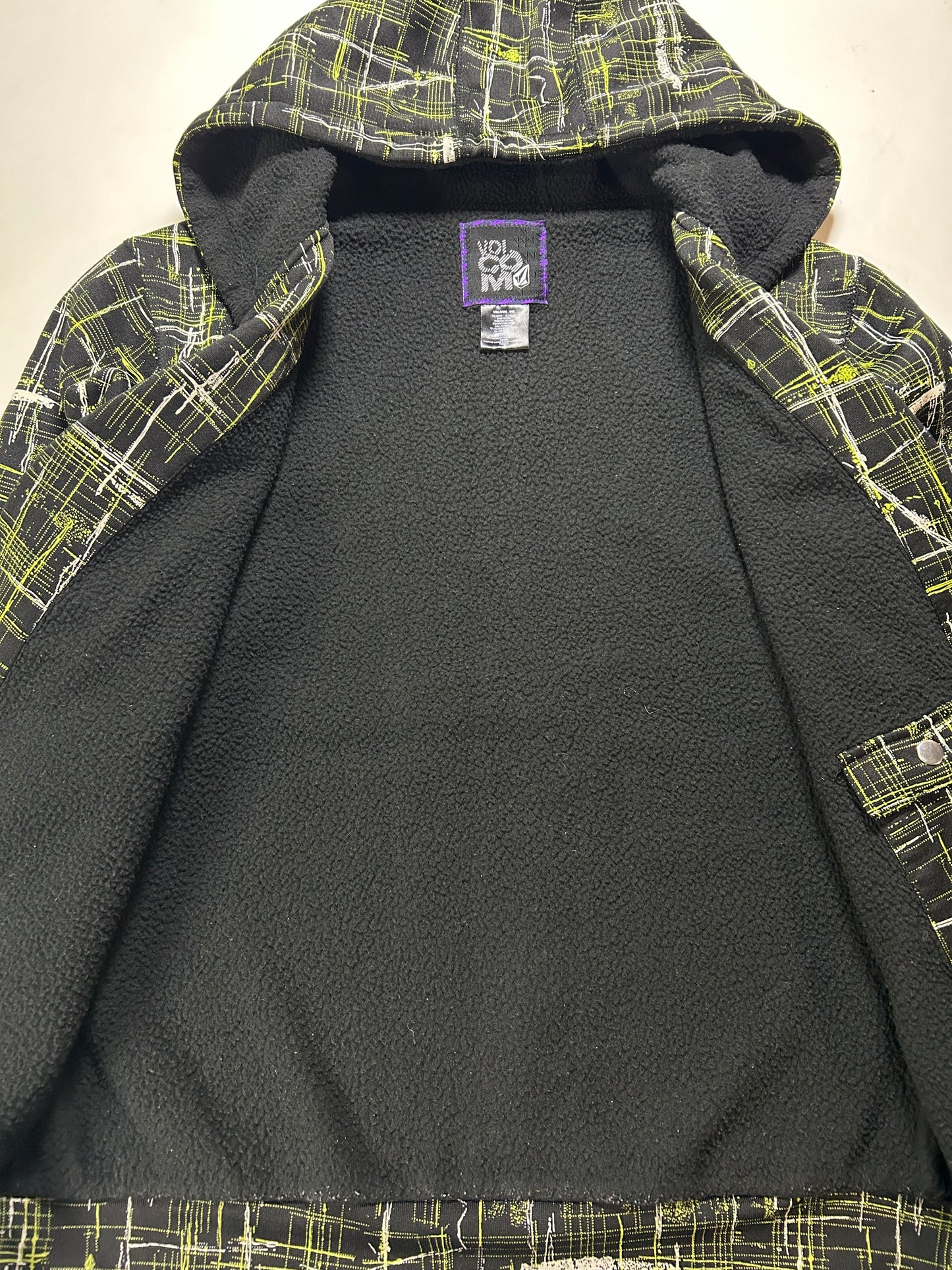 Vintage 00s Volcom Stone Fleeced Lined Zip Up Hooded Sweatshirt Large/Medium Fit 23x29.25 Inches