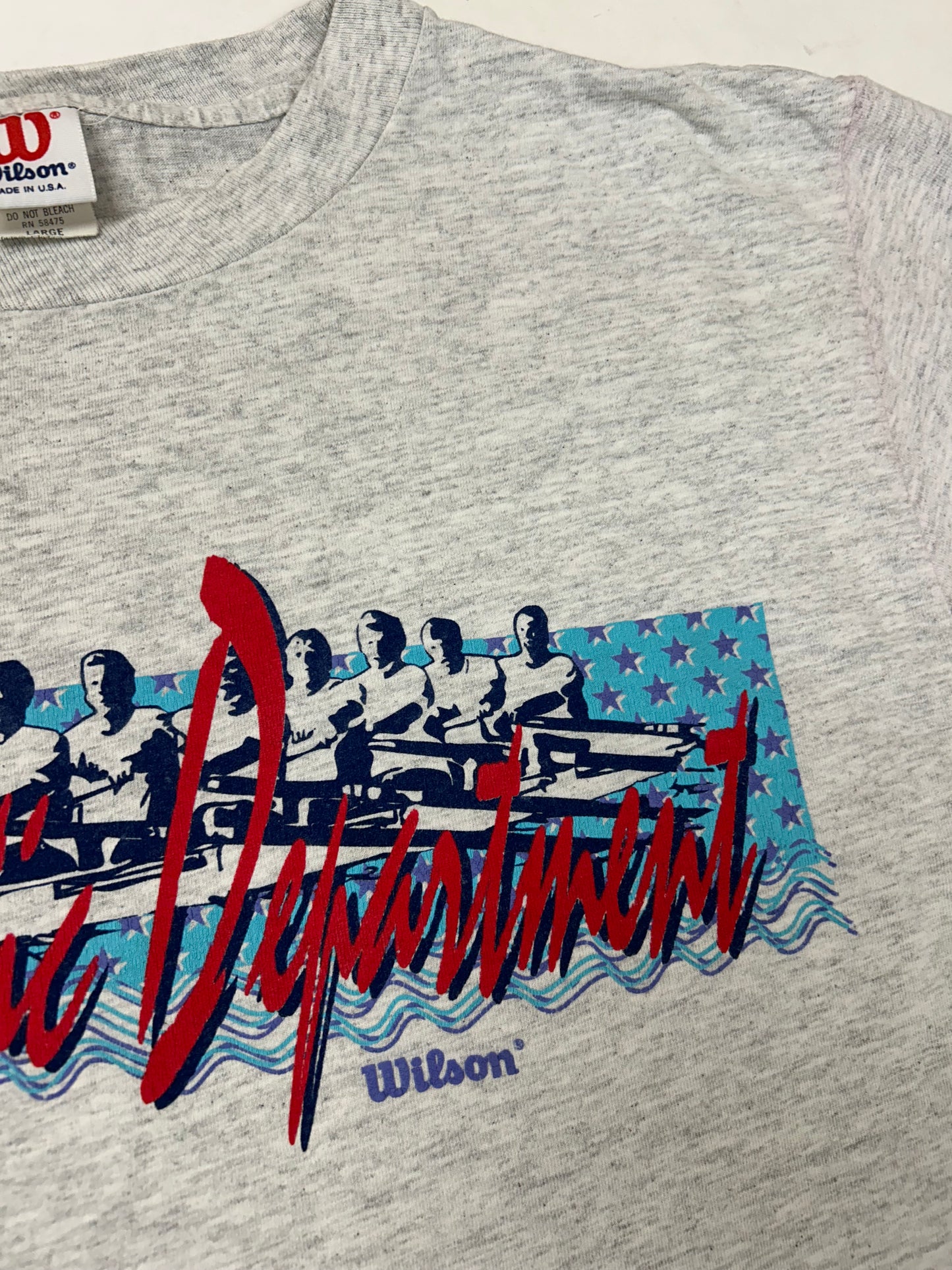 Vintage 90s Wilson Athletic Department Rowing Crew Tee Size 21x30.25 Inches Tagged Large USA