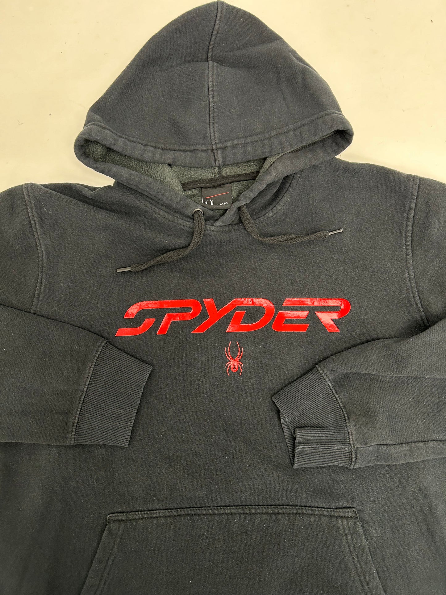 Spyder Hoodie Black/Red Pullover Sweatshirt Long Sleeve Large 24x28 Inches