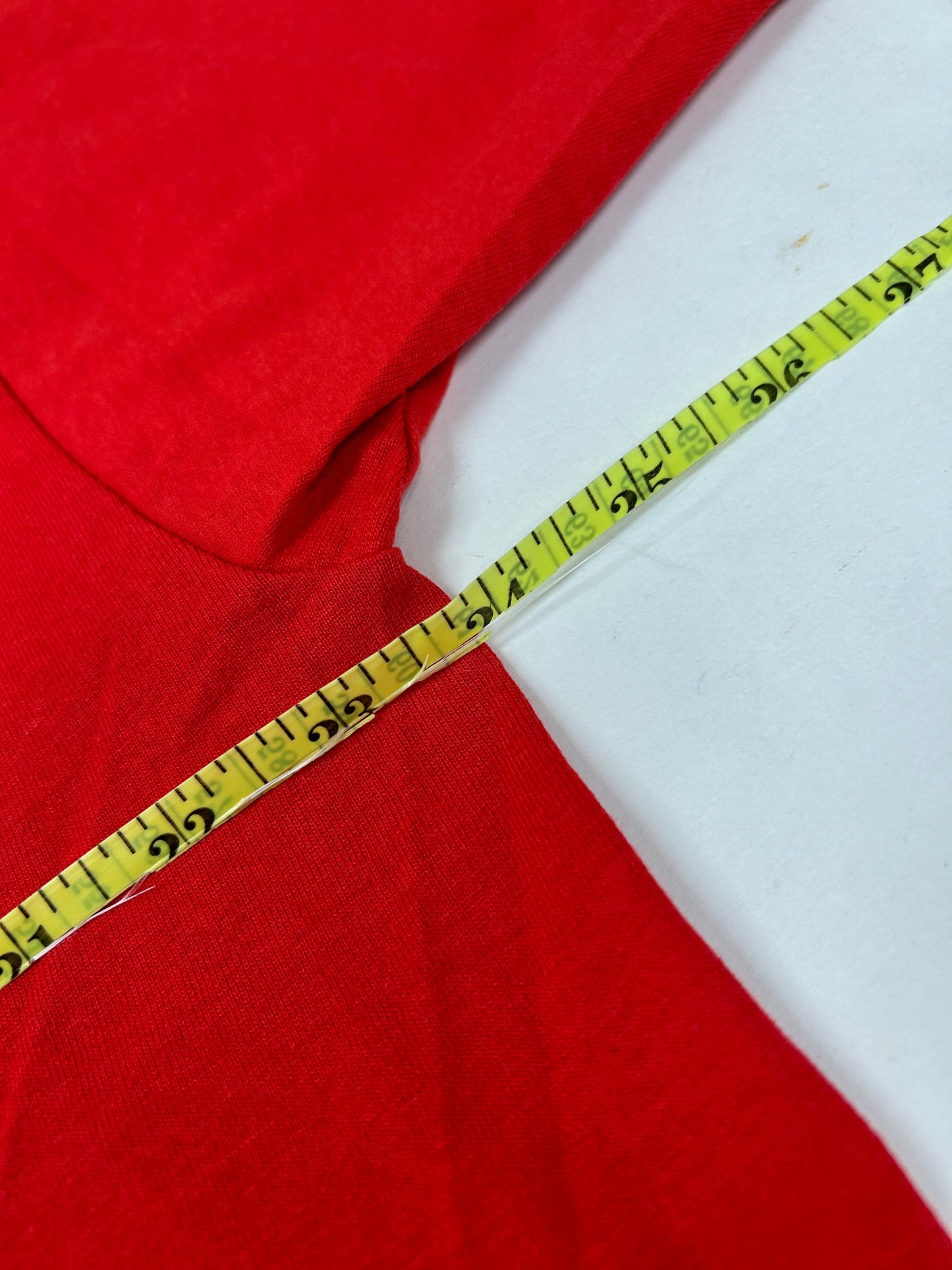 Edgewood NJ first edition “Deeper Than The Roots.” Tee XL 23.75x31 Inches 90s FOTL Best USA/Honduras Made 50/50 Blend Cherry Red