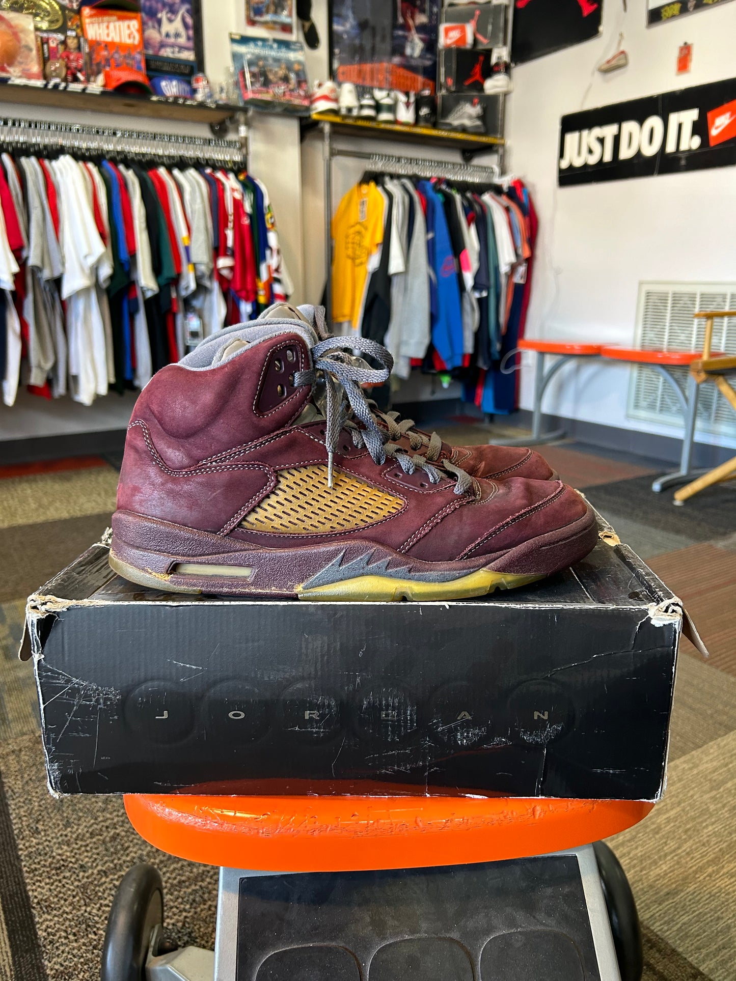 Air Jordan 5 Retro LS Burgundy Size 10 2006 Need Sole Swapping As Is Rep Box