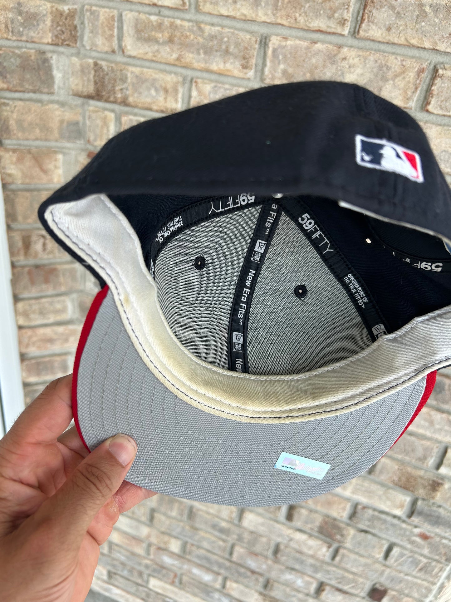 2000s Atlanta Braves MLB New Era 59Fifty Fitted Hat Made USA 100% Wool Sz 7 5/8” 61 CM Has Band Wear As Is