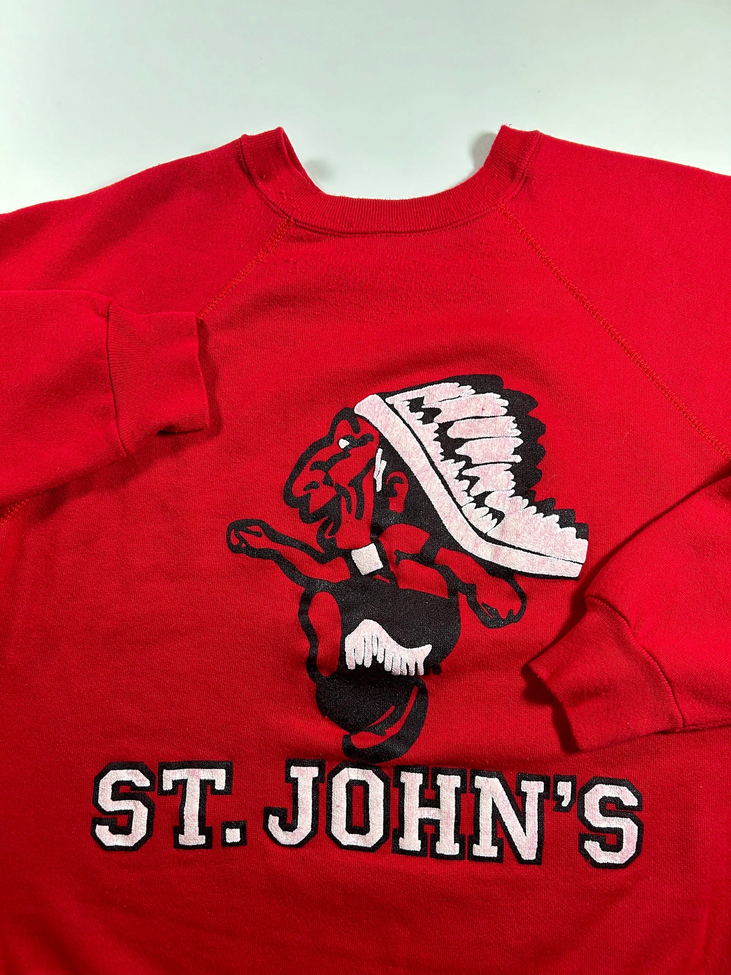 Vintage St John’s Red Storm Banned Logo Red Crewneck Sweatshirt 22.75x26.75 Inches Rare