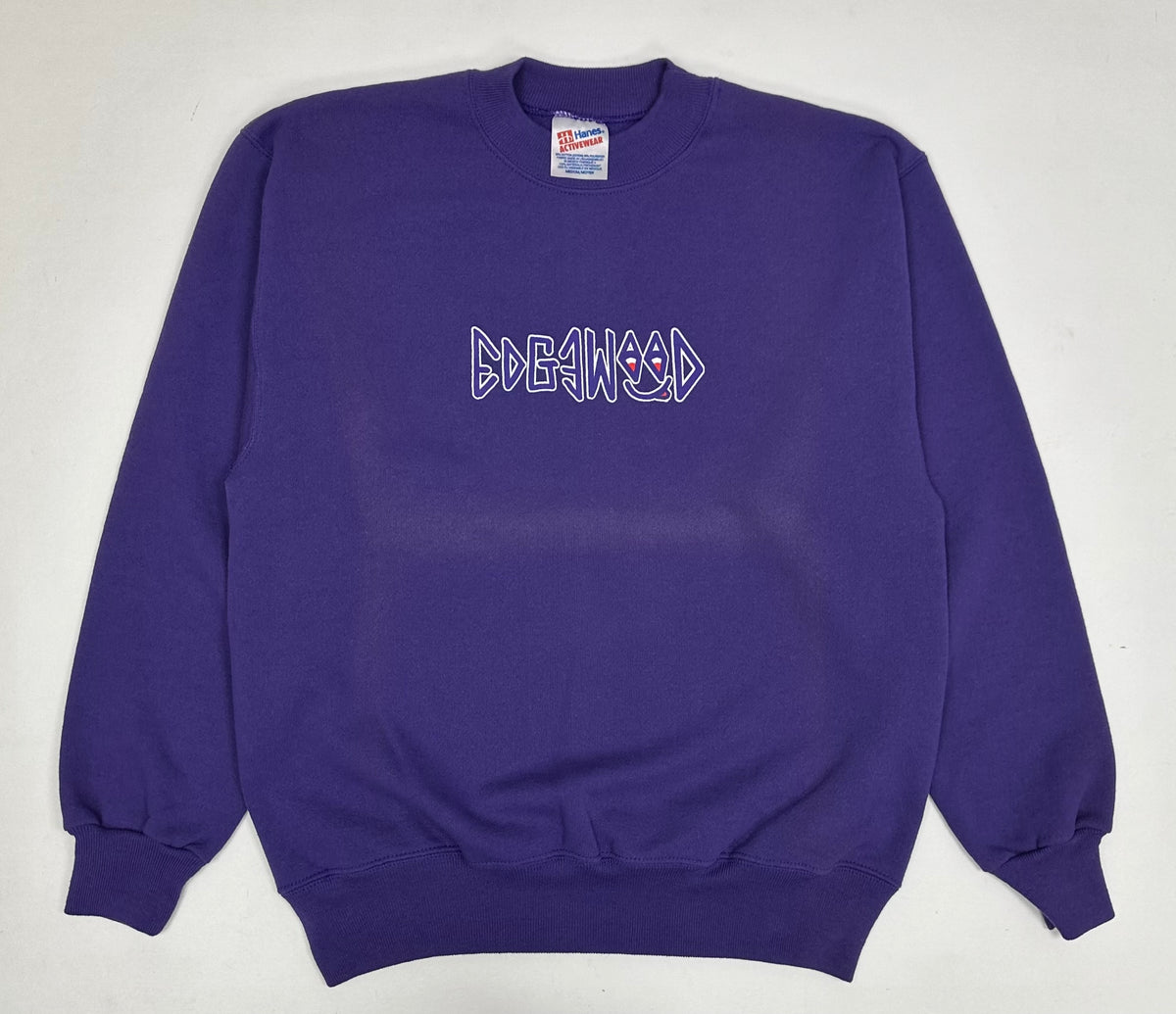 Edgewood NJ “Deeper Than The Roots.” First Edition Crewneck Sweatshirt Tagged Medium Can Fit Small 20.5x25.5 Purple Fade Hanes 50/50 USA