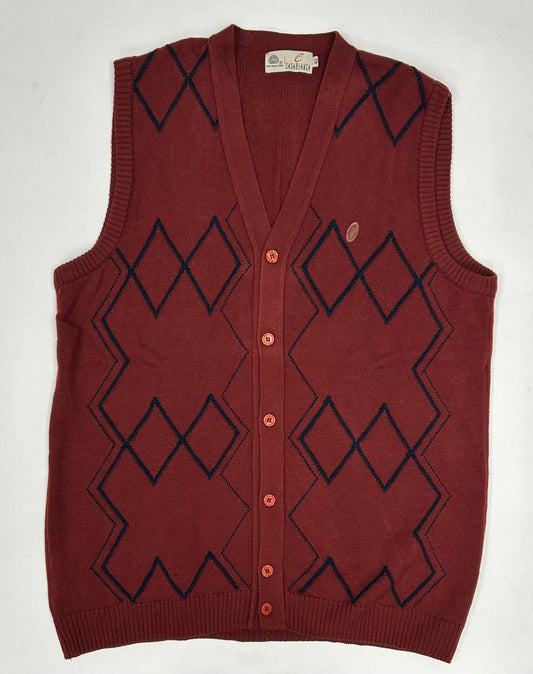 Casablanca V Neck Sweater Vest Button Down Pure New Wool Adult Size 42 23x29.75 Inches