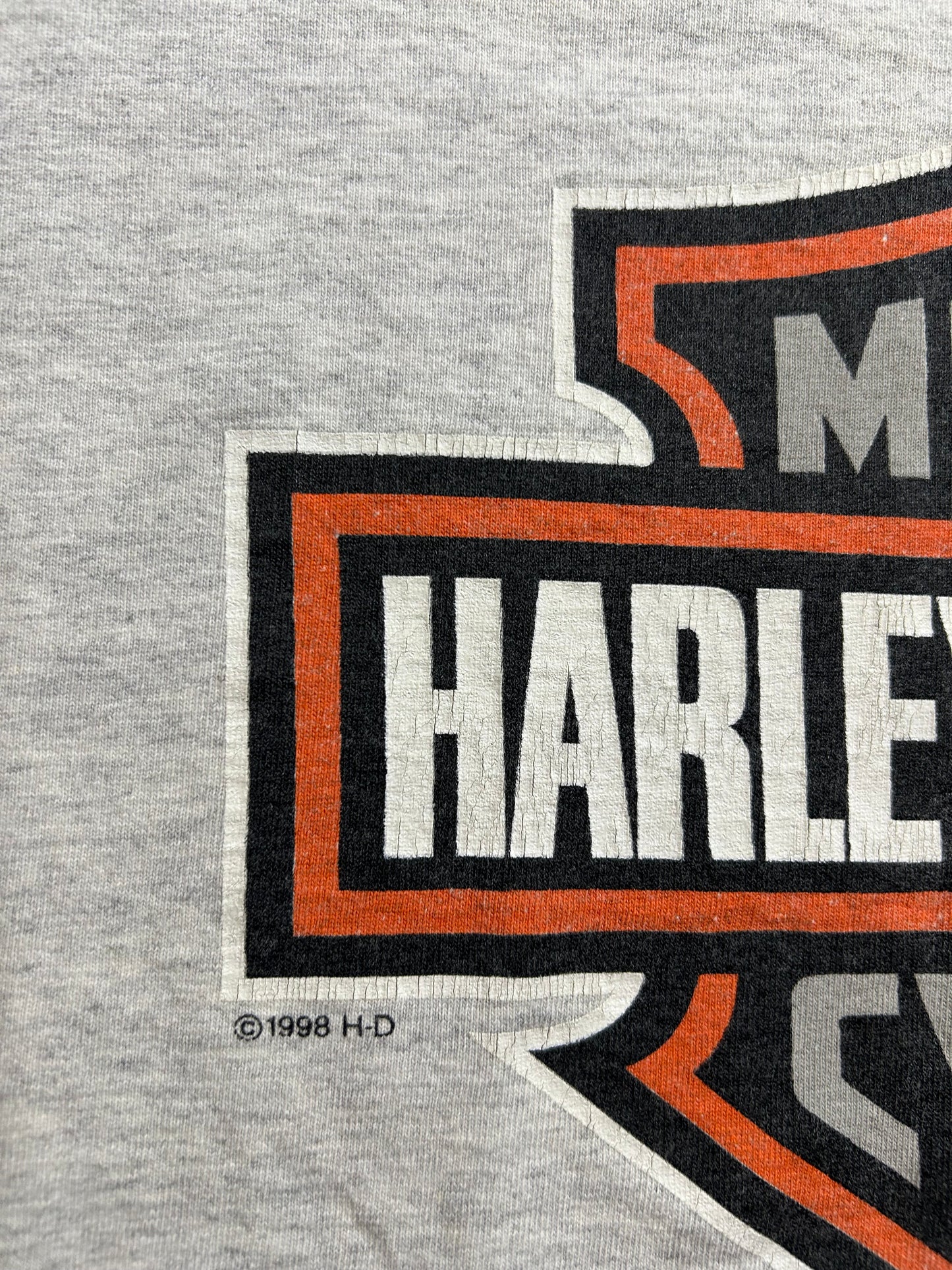 Vintage 1998 Harley Davidson Shirt Motorcycles Shield Logo Graphic Tee 2XL 26.25x31.25 Inches As Is