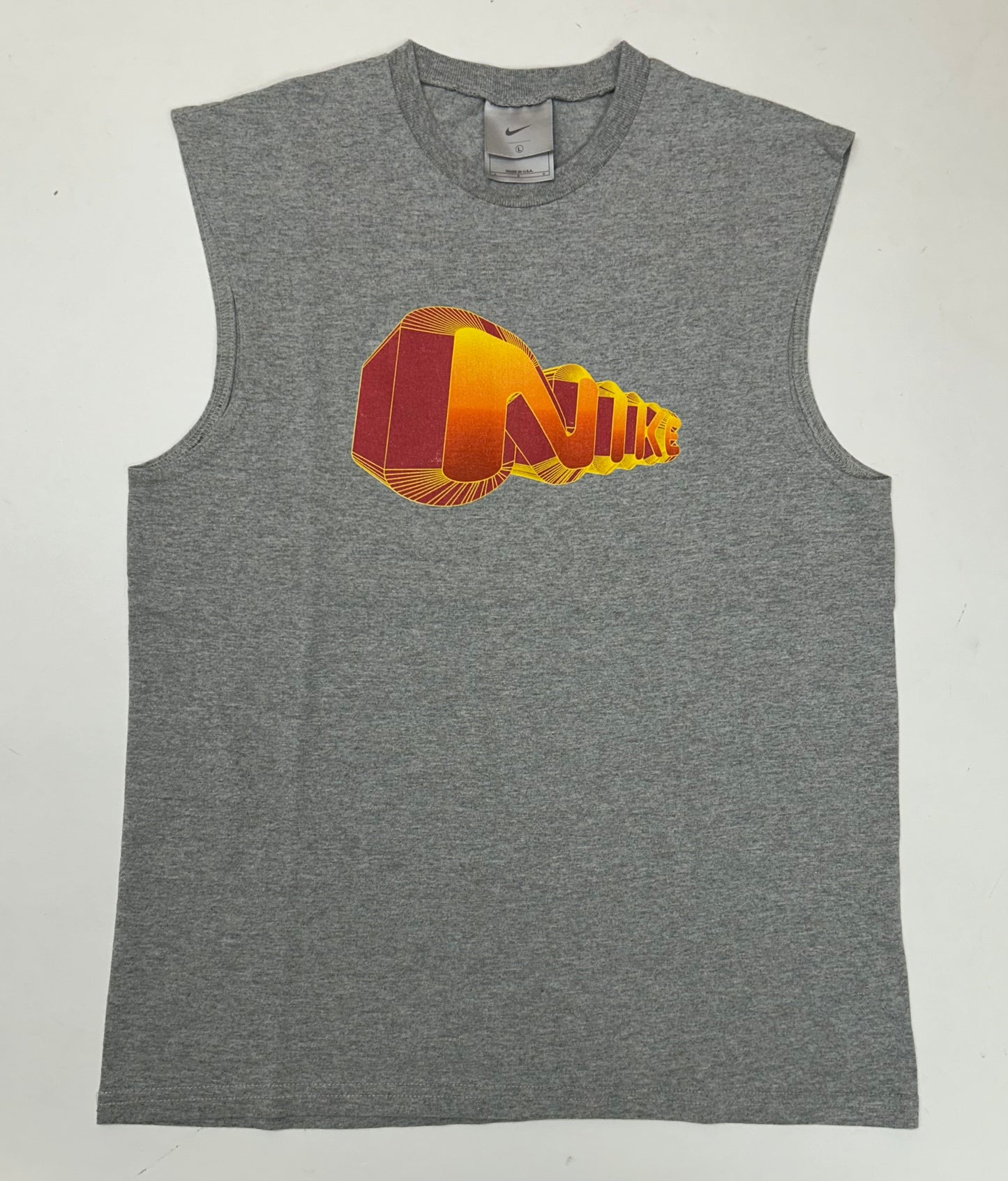 Vintage 00s Nike Bubble Spell Out Sleeveless Tank Top Shirt Youth Large 17.75x24.75 Inches