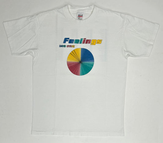 Vintage David Byrne Feelings Chart Album Promo Tee 90s Music Shirt Large/Medium 21x28.25 Inches