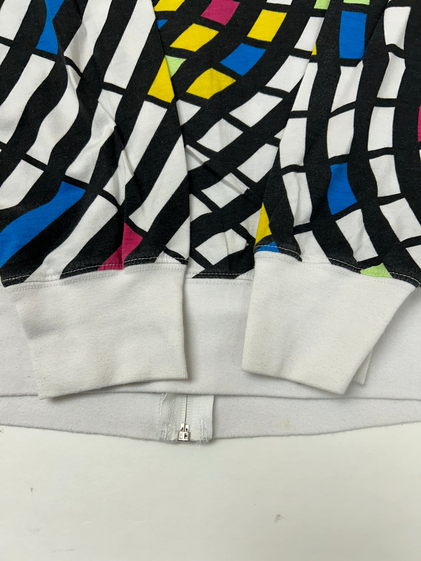 Vintage 00s Fox Racing Motocross Zip Up Abstract Thin Hooded Sweatshirt M/L Fit 22.75x28.75 Inches