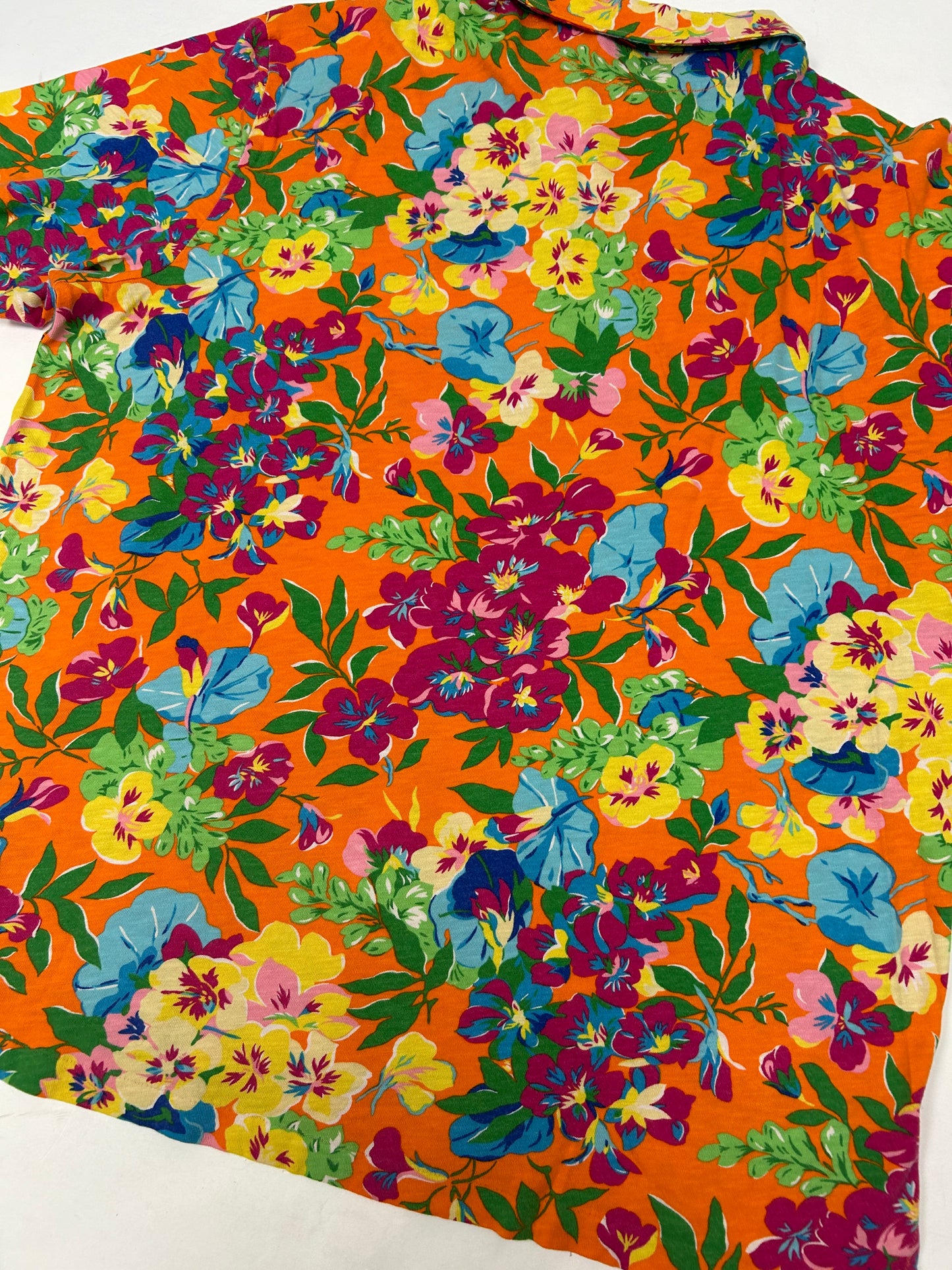 Vintage Polo Ralph Lauren Floral Pattern Hawaiian Polo Shirt XL Orange PCO-22W