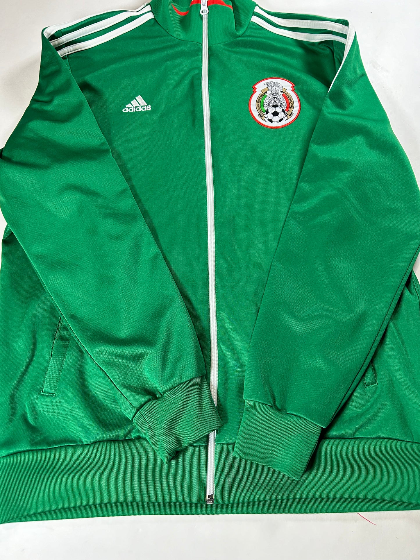 2013 Adidas Mexico National Team Soccer Green White Track Jacket Large 22.25x28.5 Inches