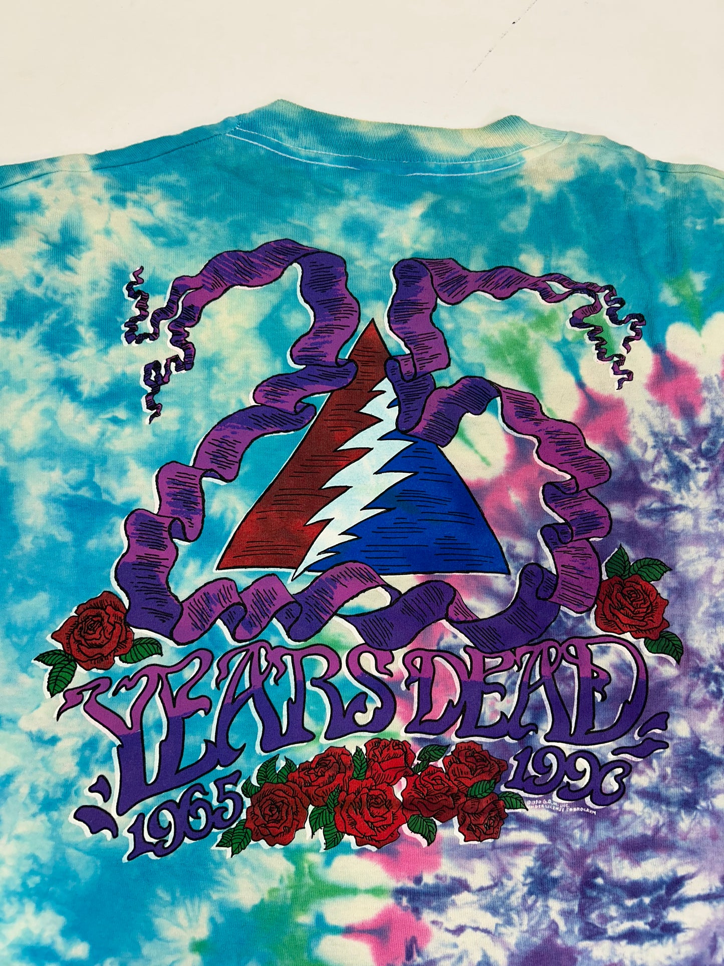 Vintage Grateful Dead 25 Years Dead 1990 Tie Dye Skeleton Music Band Tee Large 22x28.75 Inches