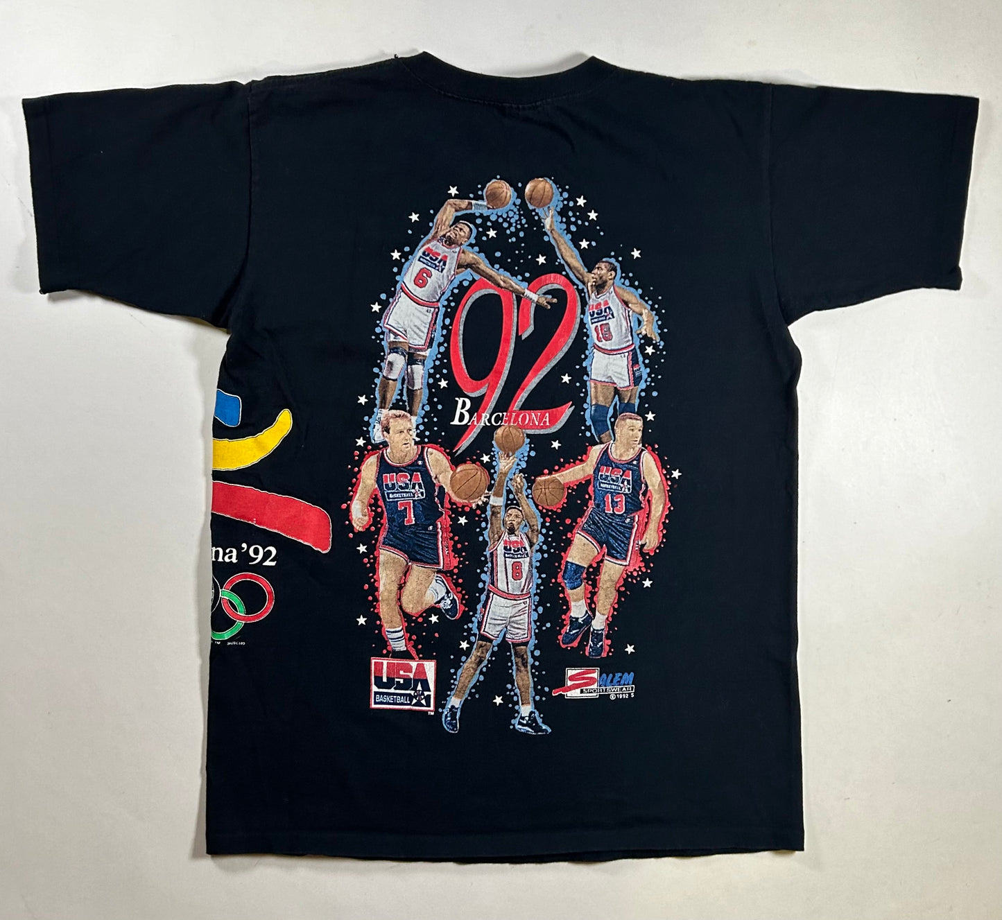 Vintage Salem Sportswear USA Dream Team 92' Barcelona Olympics Basketball Tee Large 21.25x28.75 Inches