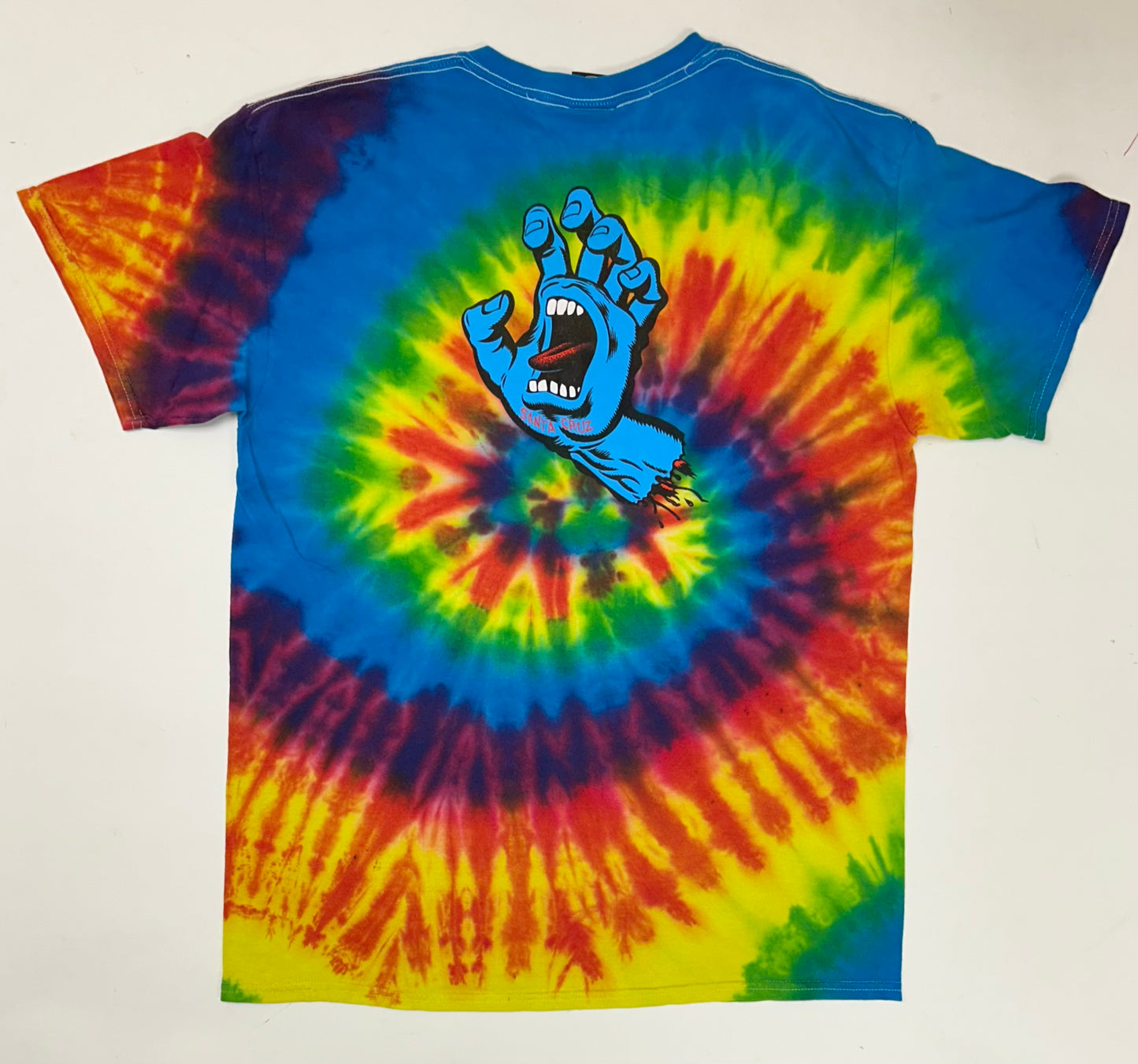 00s Santa Cruz Speed Wheels Tie-Dye Skate Tee Large 21.75x29.75 Inches