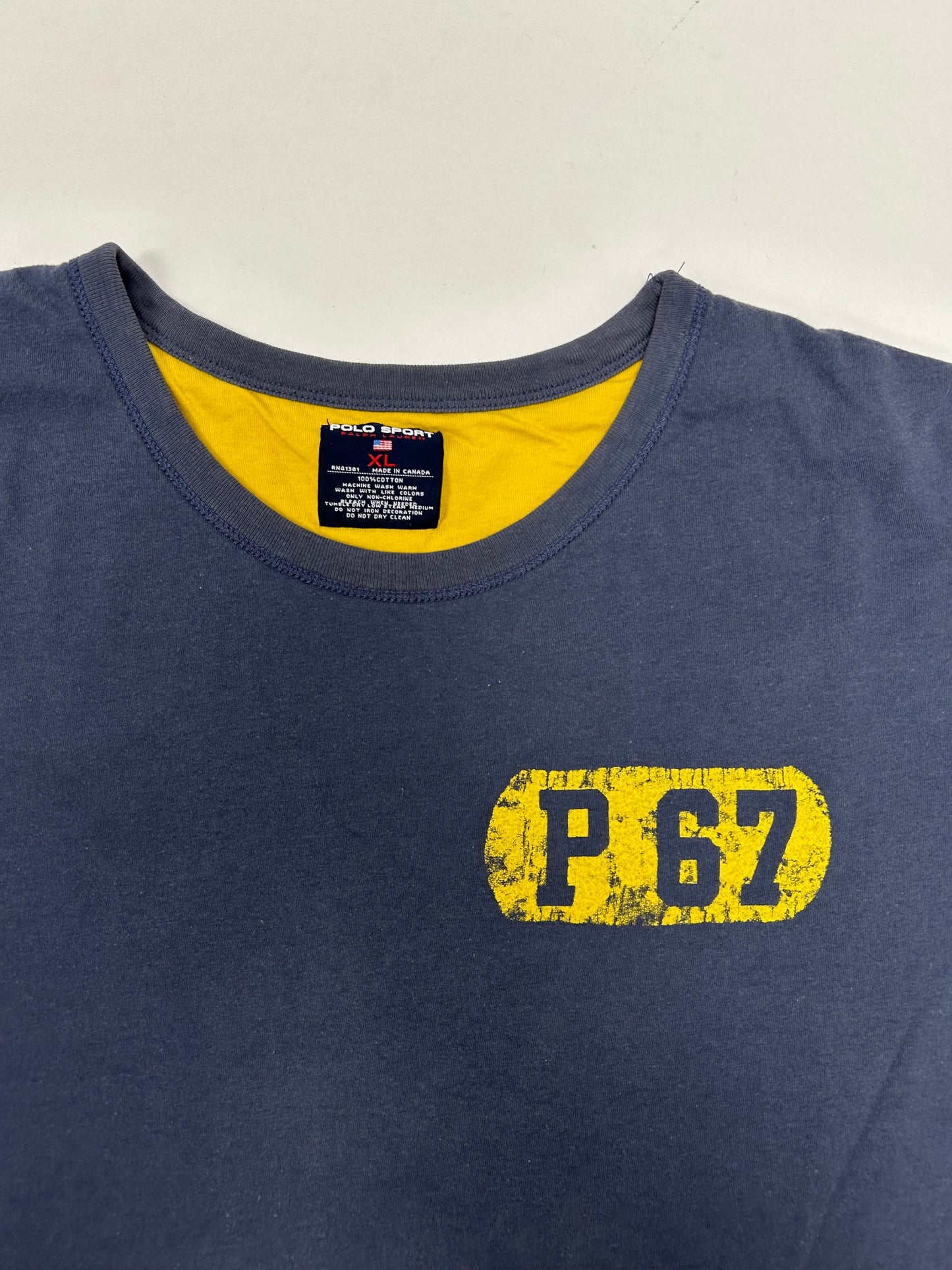 Vintage Polo Ralph Lauren Mens Size X-Large Blue P 67 Reversible Crewneck