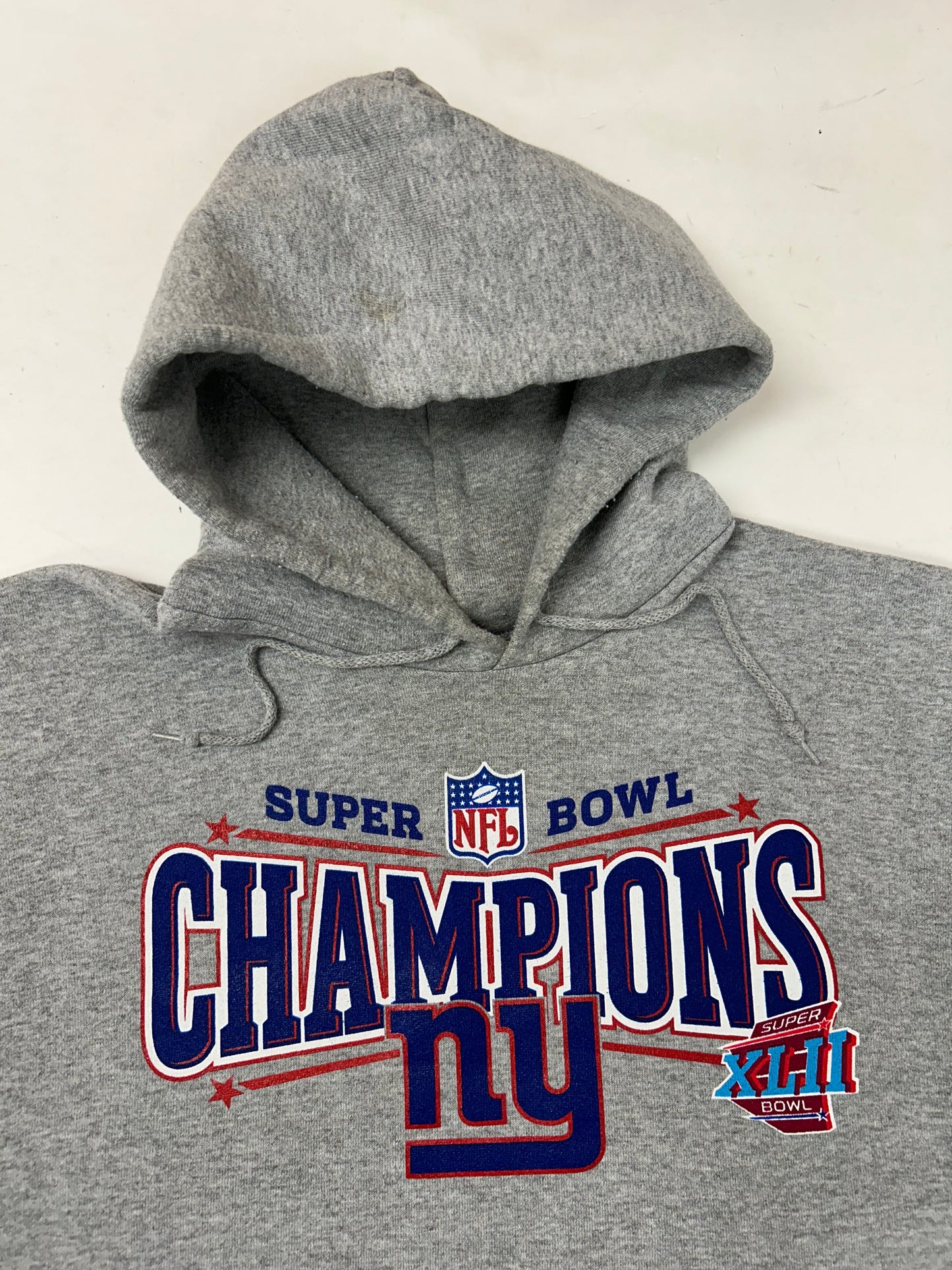 NFL Super Bowl XLII Champion New York Giants Hooded Sweatshirt 2XL/XL Fit 30x30.5 Inches