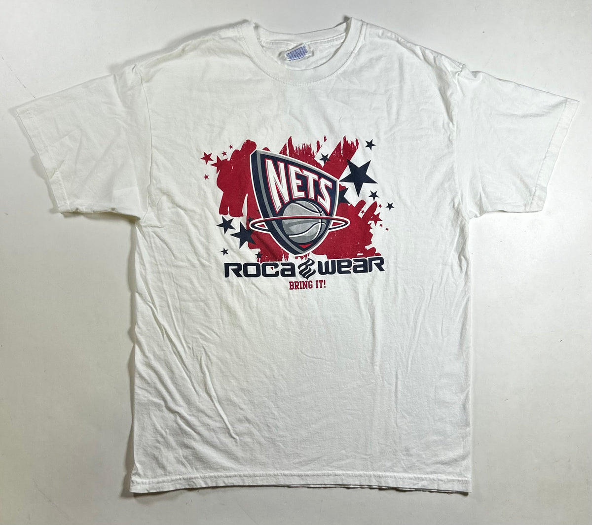Vintage 2000s NBA New Jersey Nets Rocawear Jay-Z Roc-A-Fella Promotion Shirt Large 21.5x29 Inches