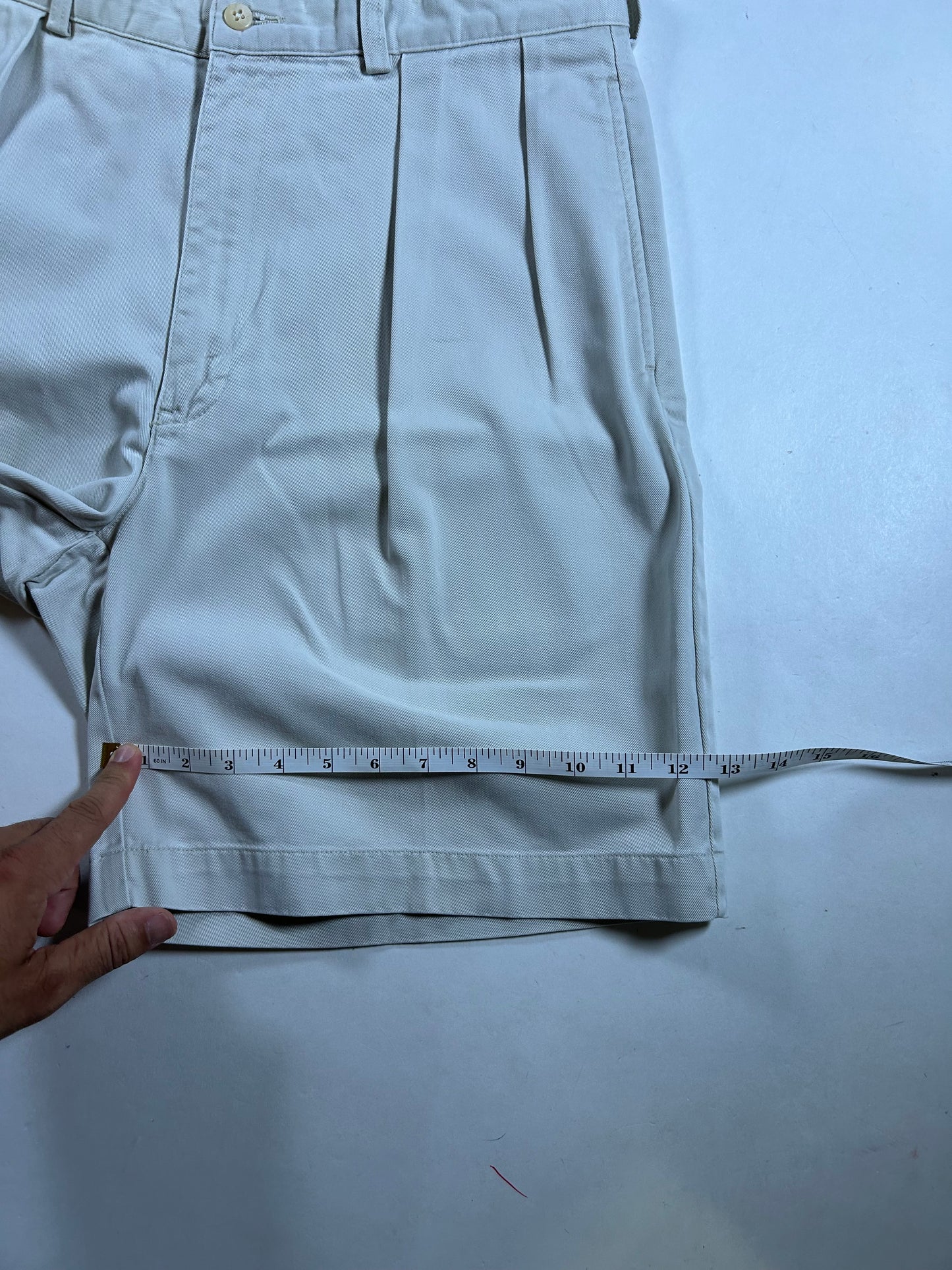 Vintage 2000s Polo Ralph Lauren Khaki Chino Pleated Shorts Tyler Short 34 17.25x21.75 Inches