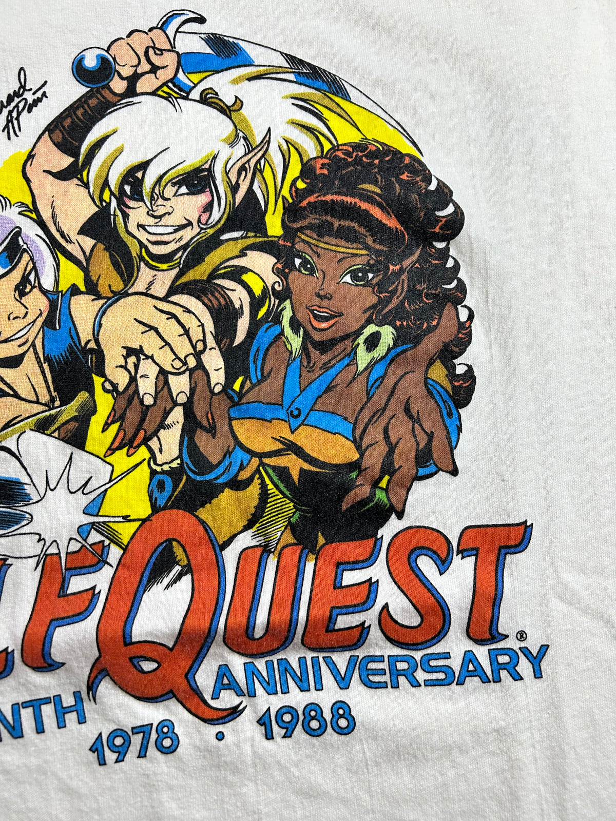 Vintage Elfquest Fantasy Comic Book 10th Anniversary 1978-1988 Tee 19x26.25 Inches M/S