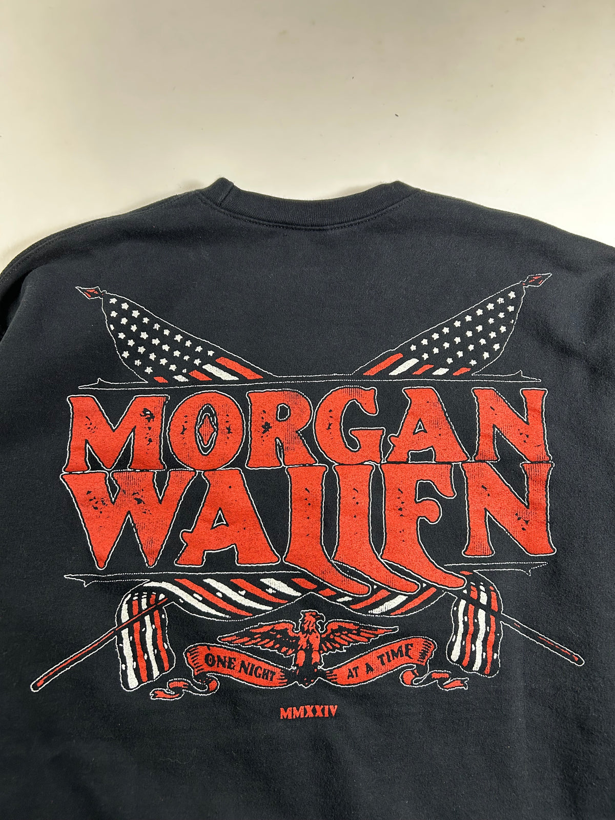 Morgan Wallen One Night At A Time Tour 2024 Crewneck Sweatshirt S/M 21.25x25.25 Inches As Is