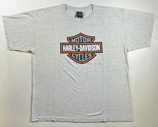 Vintage 1998 Harley Davidson Shirt Motorcycles Shield Logo Graphic Tee 2XL 26.25x31.25 Inches As Is