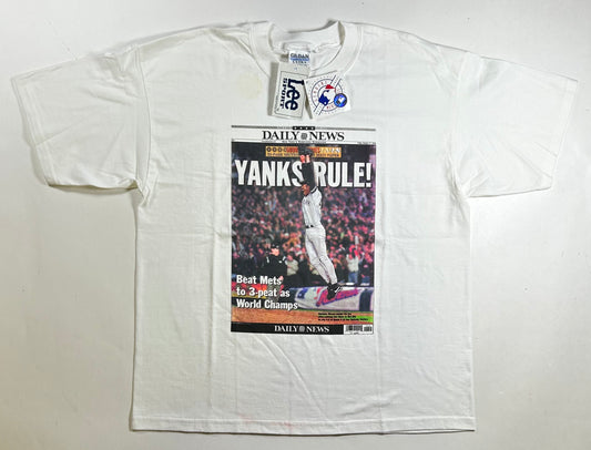 Vintage 2000 Subway Series World Series Champions New York Yankees Newspapers Article Yanks Rule Mariano Rivera Tee As Is Has Marks But DS Brand New Old Stick With Tag XL 24x29.75 Inches