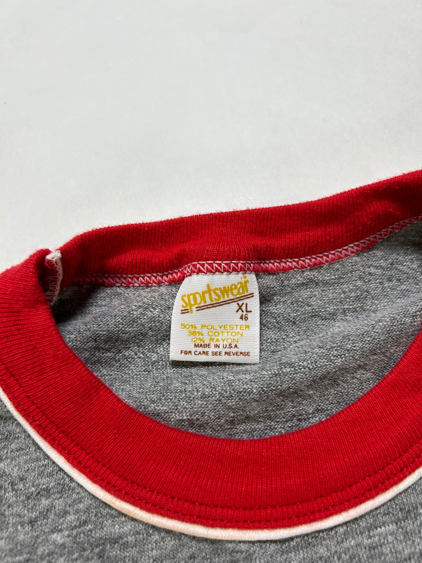 Vintage 80s AT&T Phone Choose AT&T Promo Ringer Tee L/M Fit 21.25x27.25 Inches Gray/Red