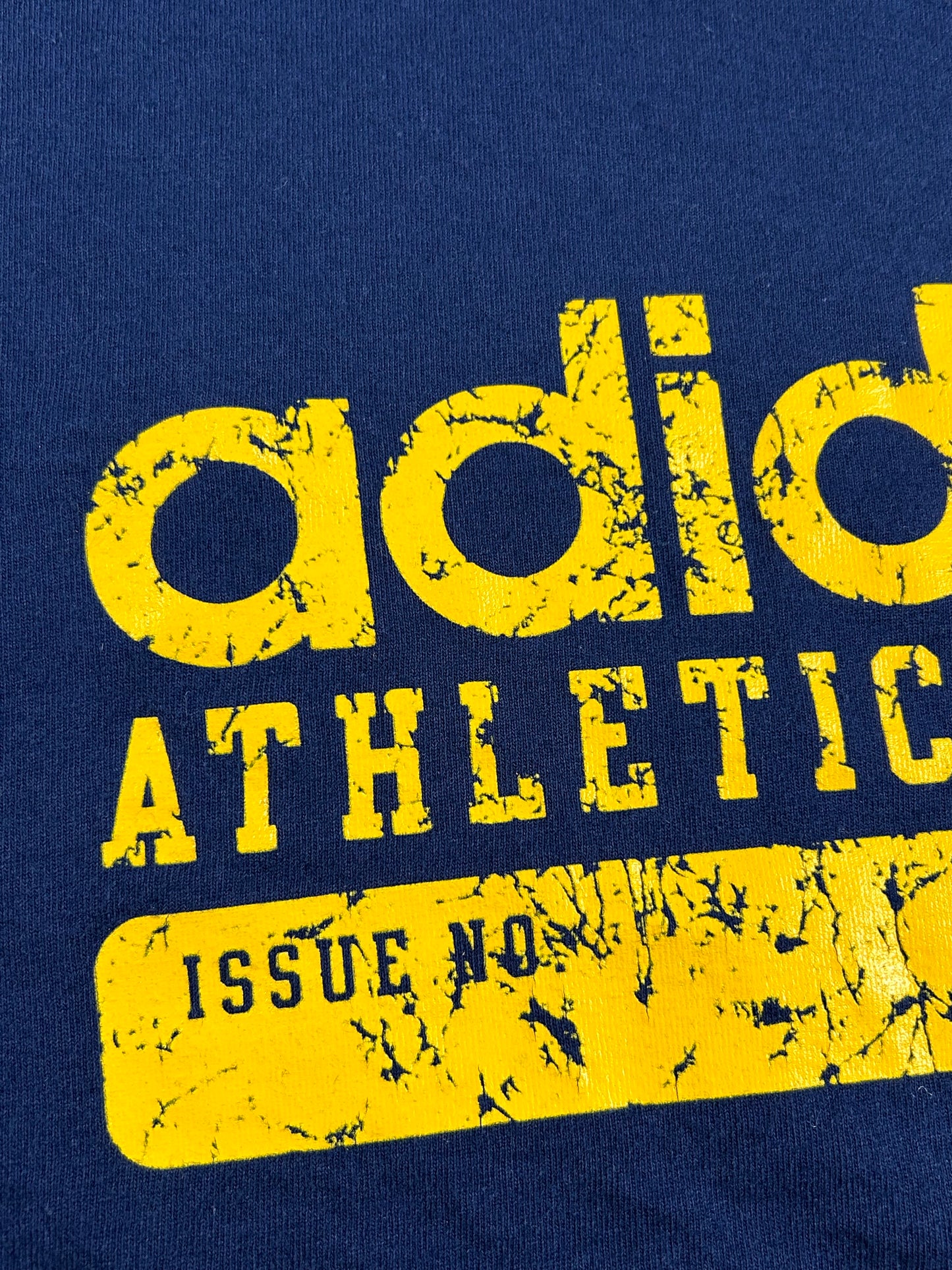 Vintage 00s Adidas Athletic Dept. Issue No. Tee 2XL 27x31 Inches Navy/Gold