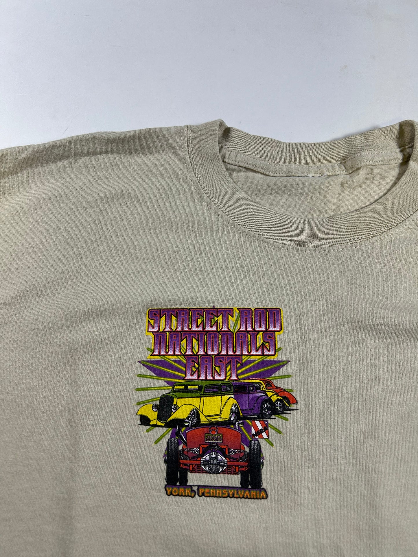 2005 Street Rod Nationals East York, Pennsylvania Car Tee XL As Is 24.25x31.25 Inches
